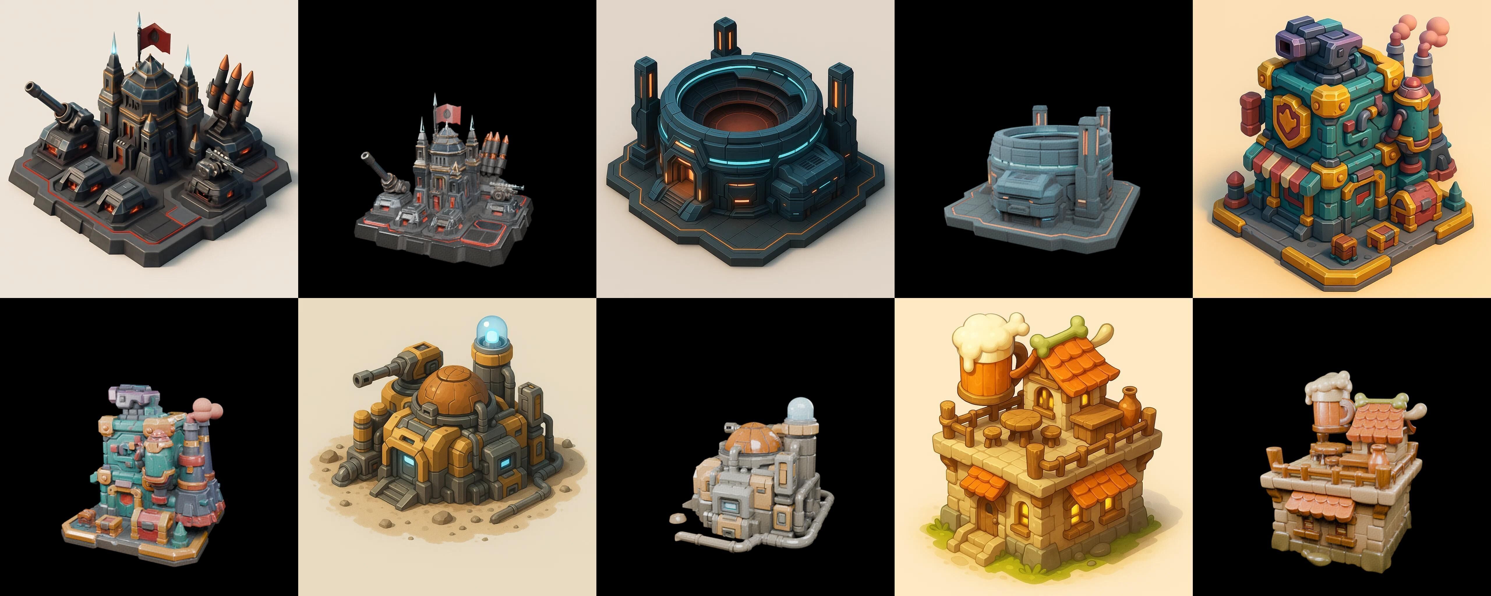 Building Of Empire bundle 33 pack 100 glb Low-poly 3D model_10