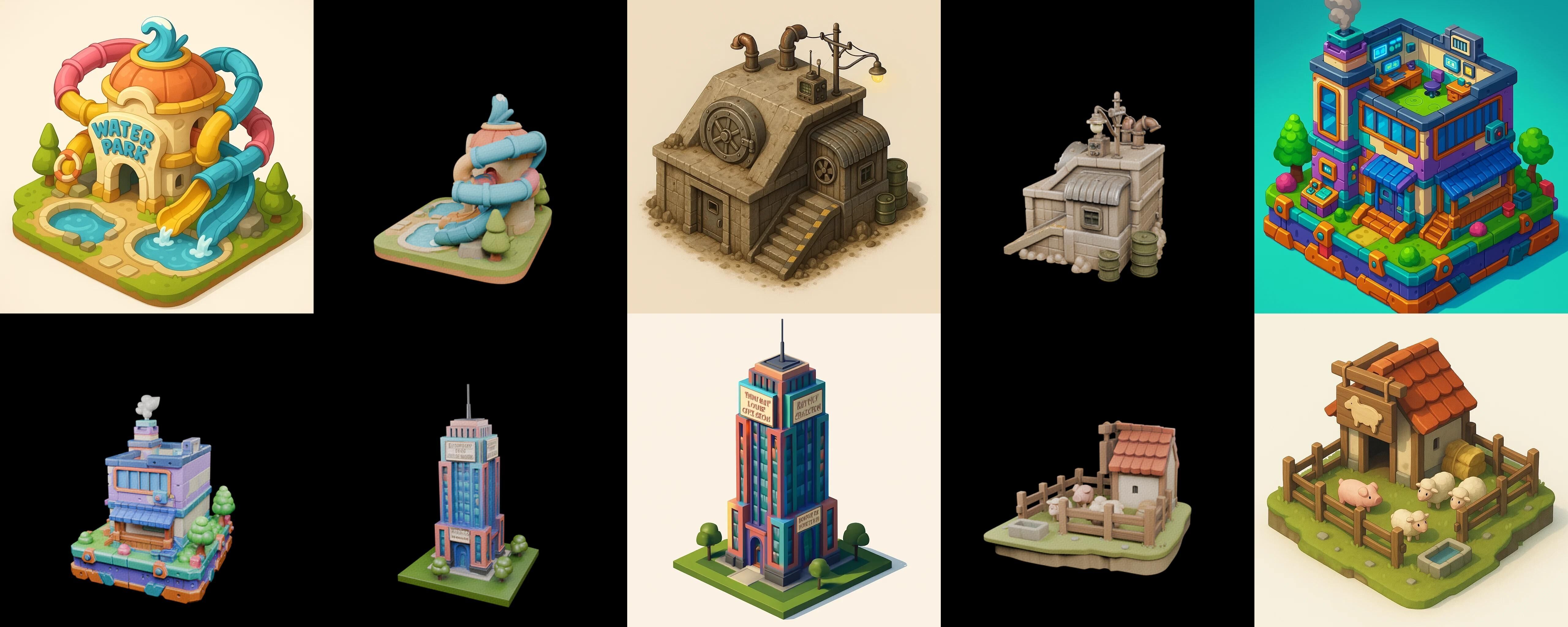 Building Of Empire bundle 33 pack 100 glb Low-poly 3D model_7