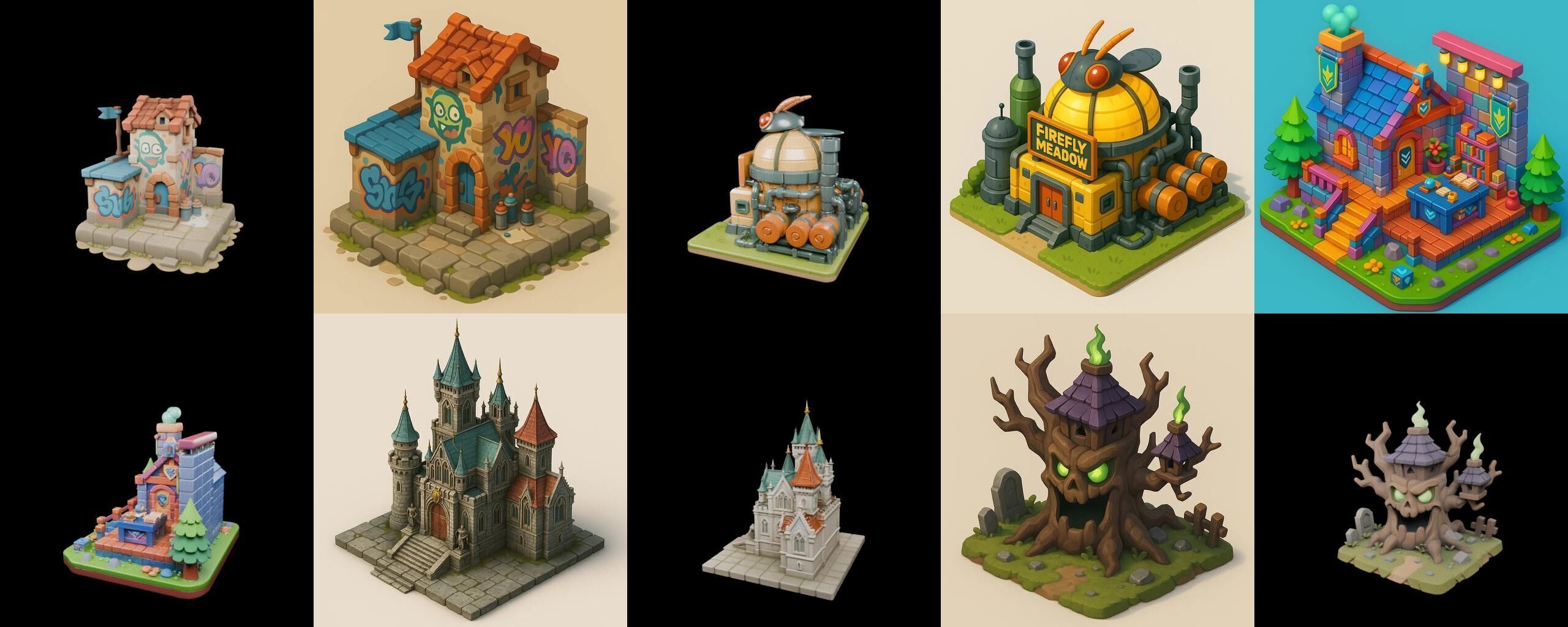 Building Of Empire bundle 33 pack 100 glb Low-poly 3D model_6