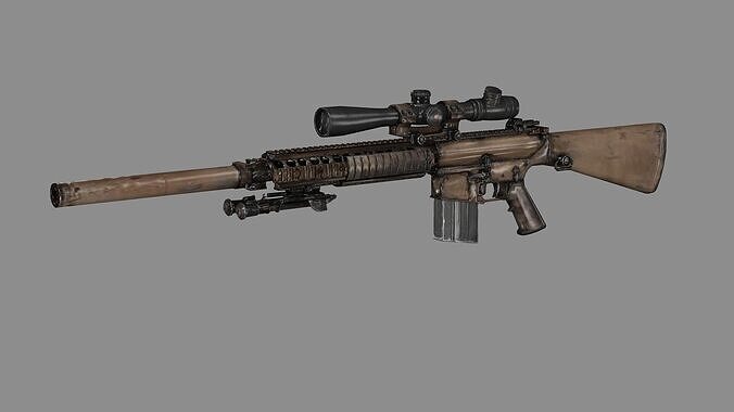 KAC M110k1 Sniper Rifle Remington R11 Low-poly 3D Model Low-poly 3D model