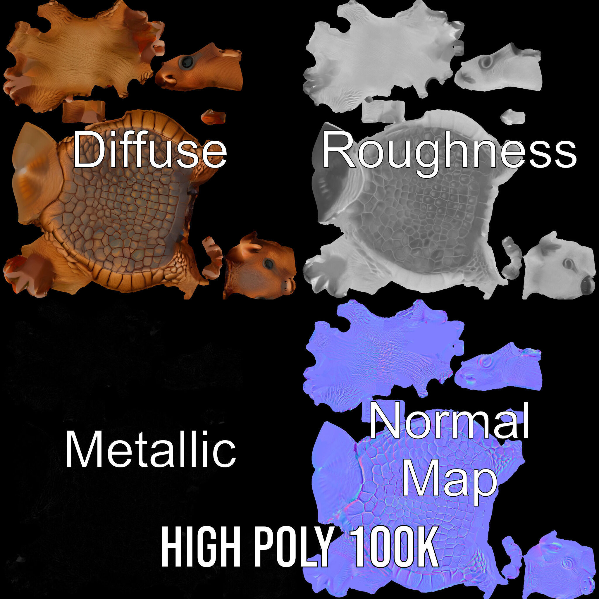 Armadillo Model Pack  High Detail Textured D Model Low-poly 3D model_3