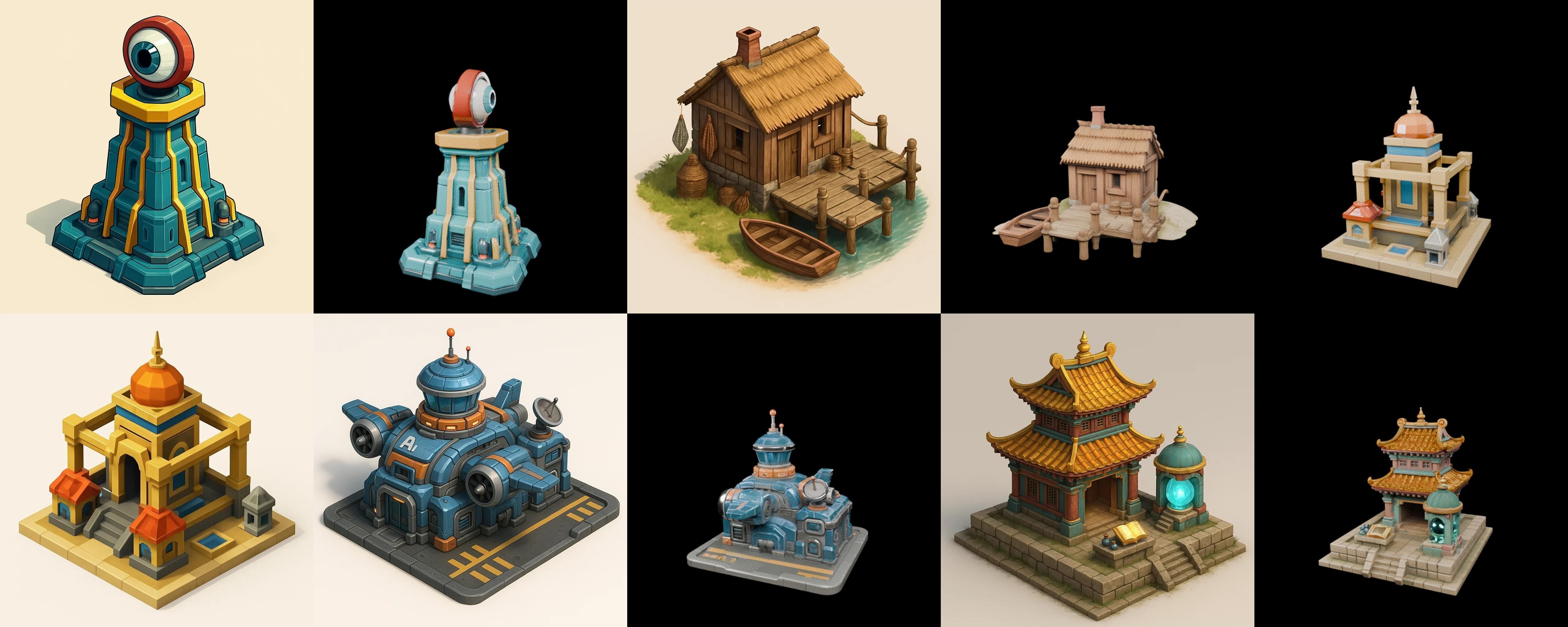 Building Of Empire bundle 30 pack 100 glb Low-poly 3D model_2