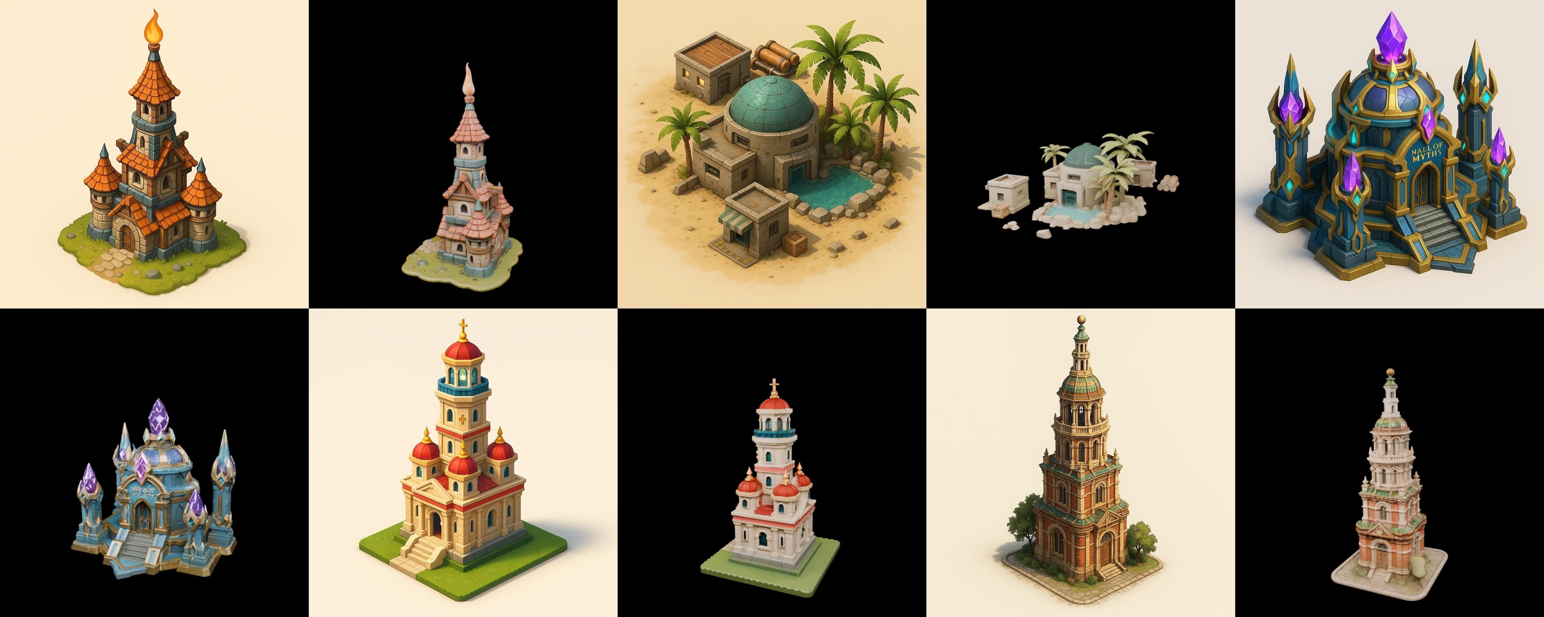 Building Of Empire bundle 30 pack 100 glb Low-poly 3D model_19