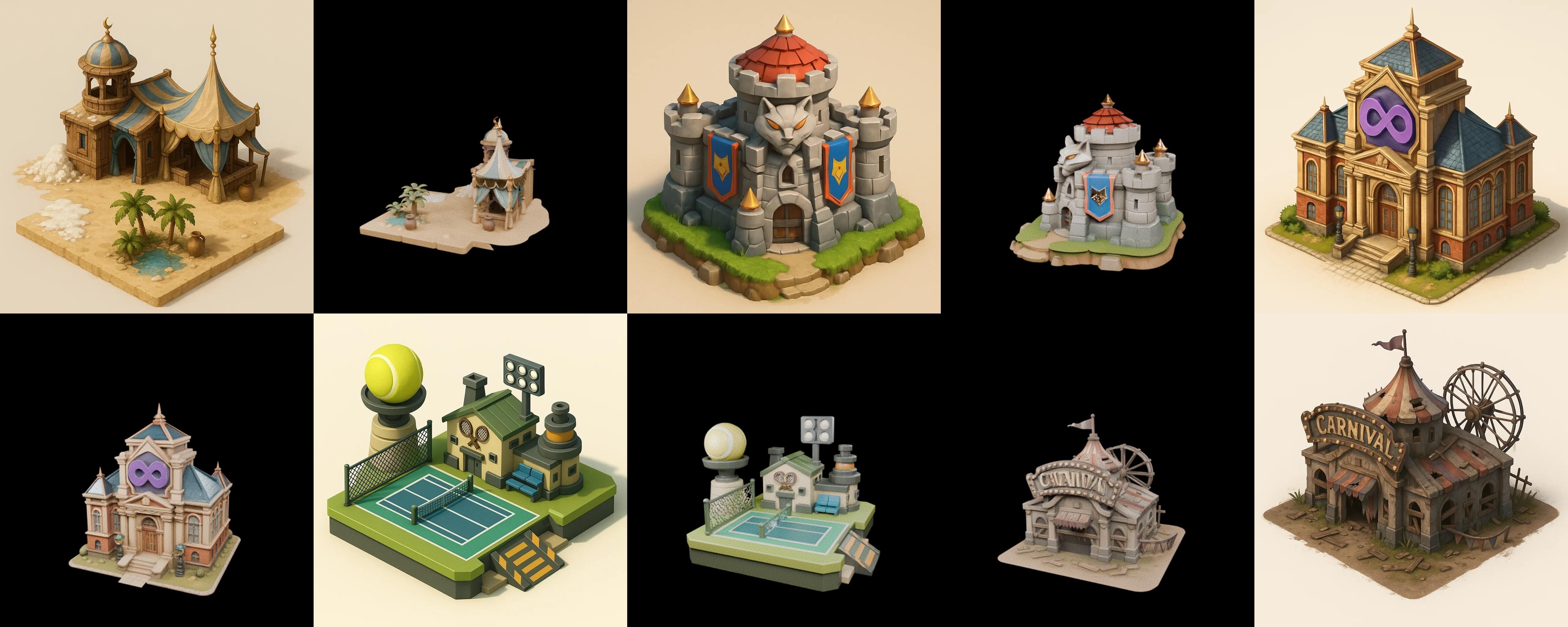 Building Of Empire bundle 30 pack 100 glb Low-poly 3D model_11