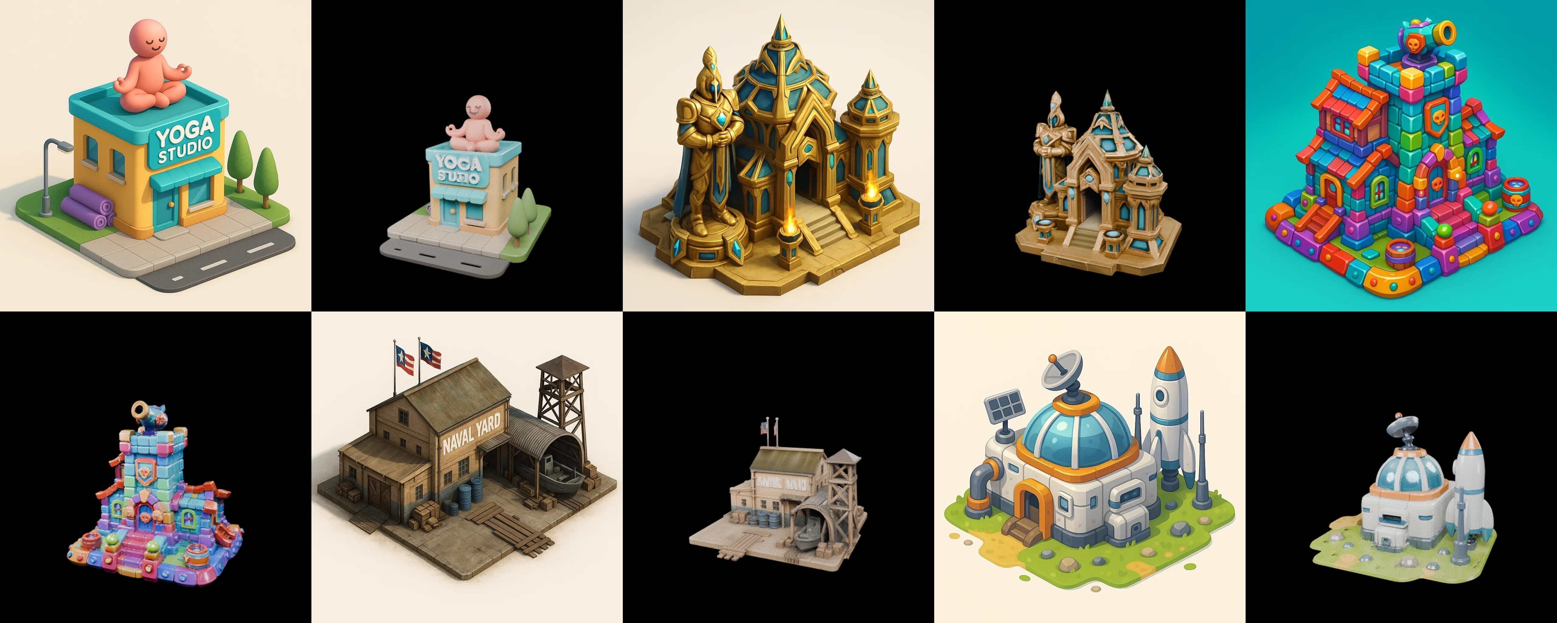 Building Of Empire bundle 30 pack 100 glb Low-poly 3D model_8