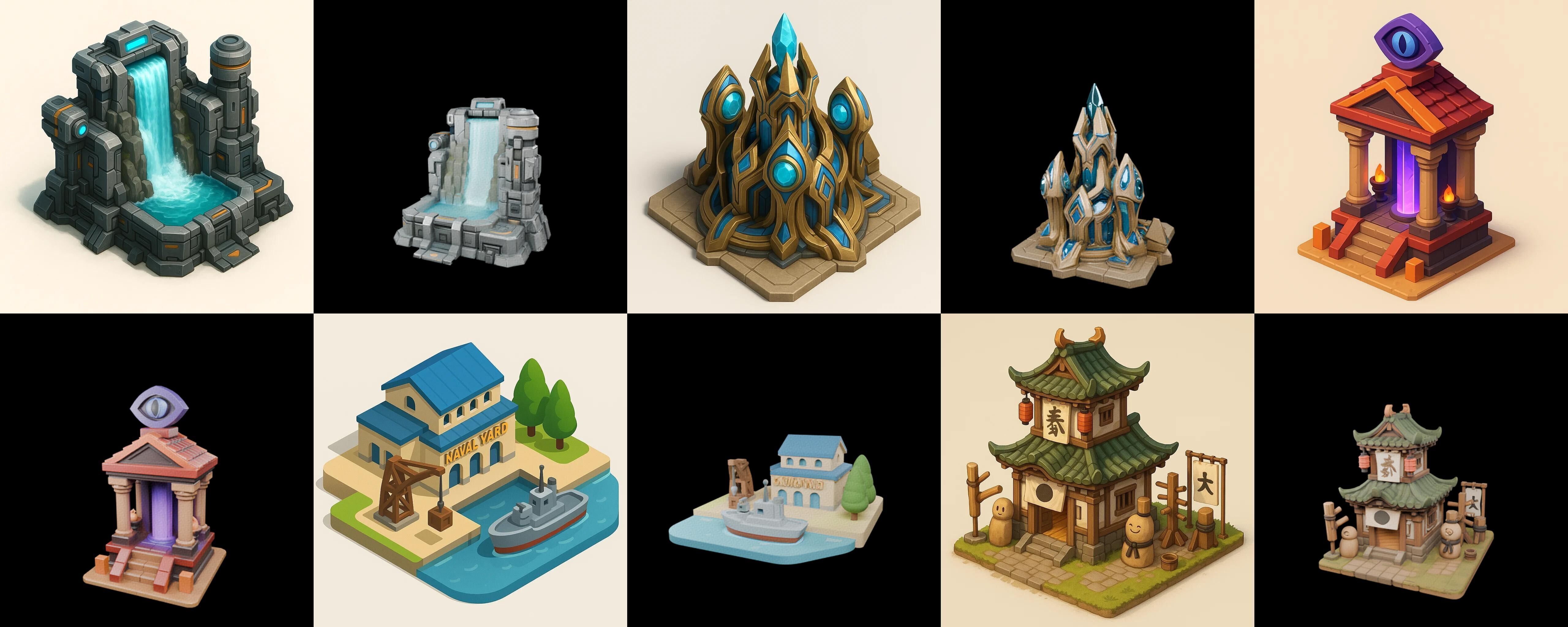 Building Of Empire bundle 30 pack 100 glb Low-poly 3D model_15