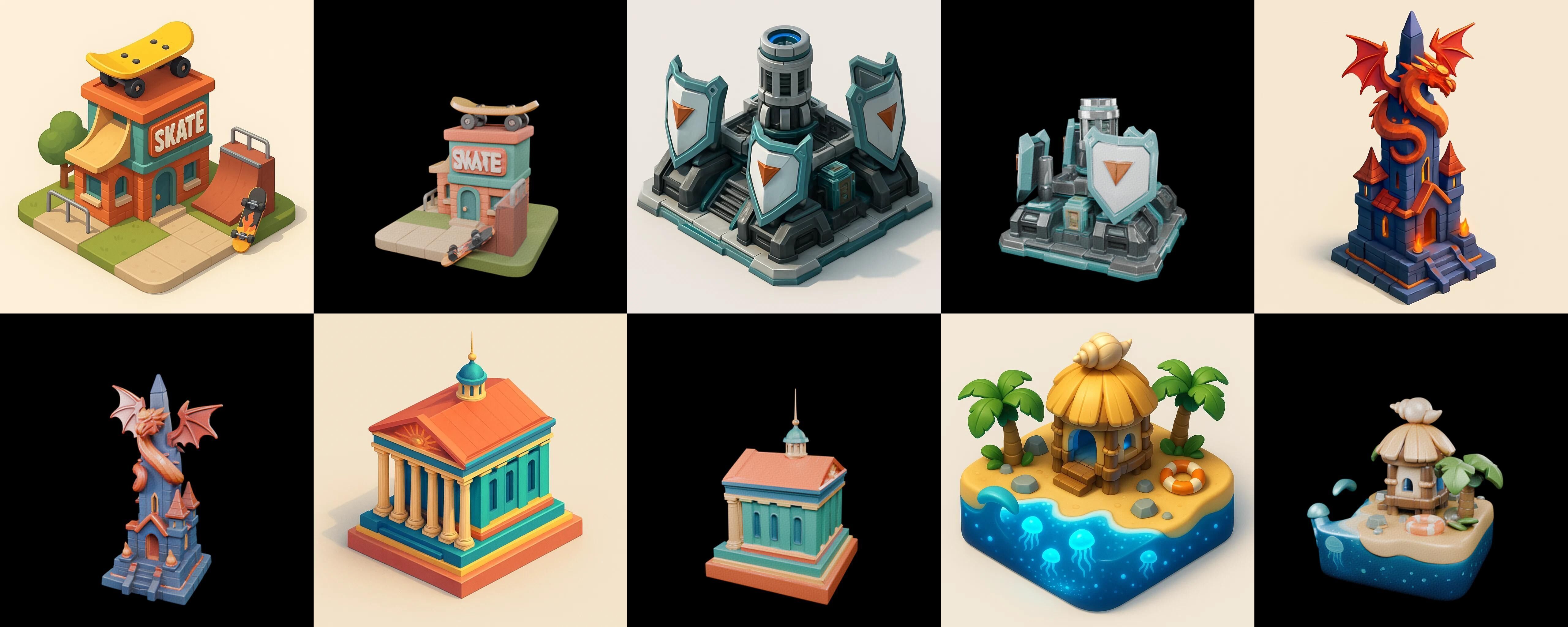Building Of Empire bundle 3 pack 100 glb Low-poly 3D model_15