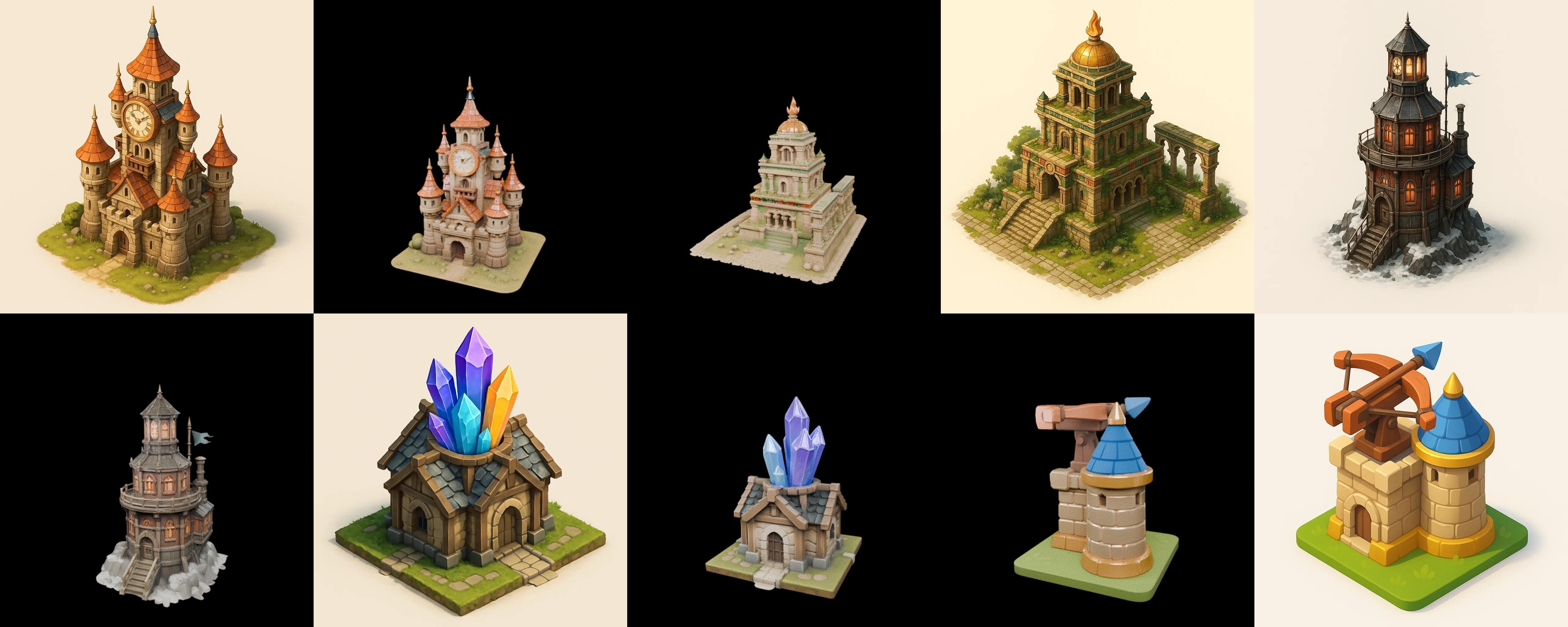 Building Of Empire bundle 3 pack 100 glb Low-poly 3D model_16
