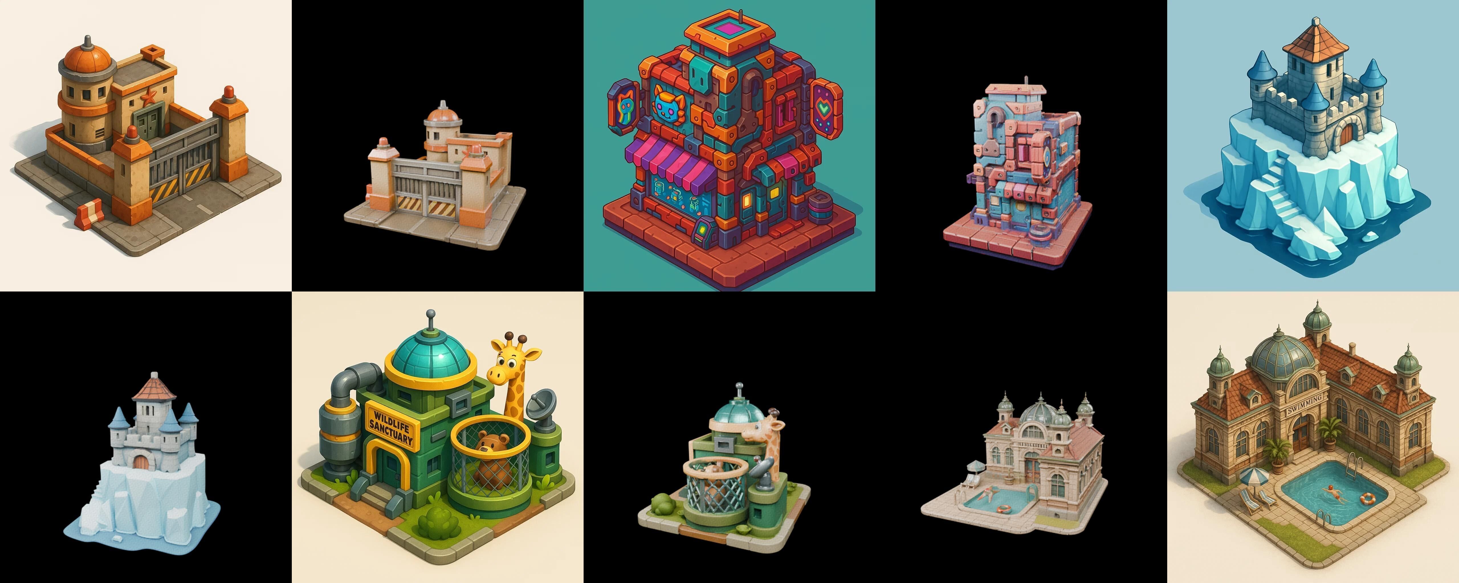 Building Of Empire bundle 3 pack 100 glb Low-poly 3D model_19