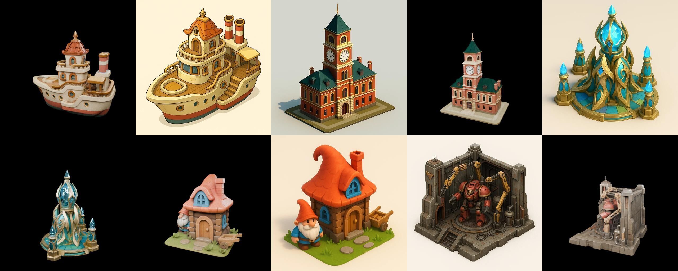 Building Of Empire bundle 3 pack 100 glb Low-poly 3D model_2