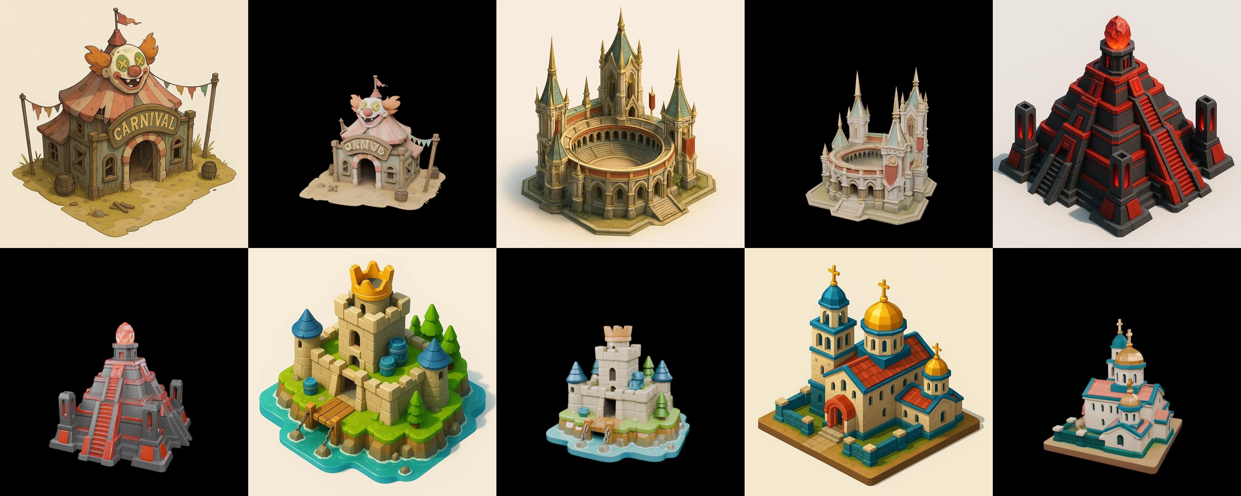 Building Of Empire bundle 3 pack 100 glb Low-poly 3D model_10