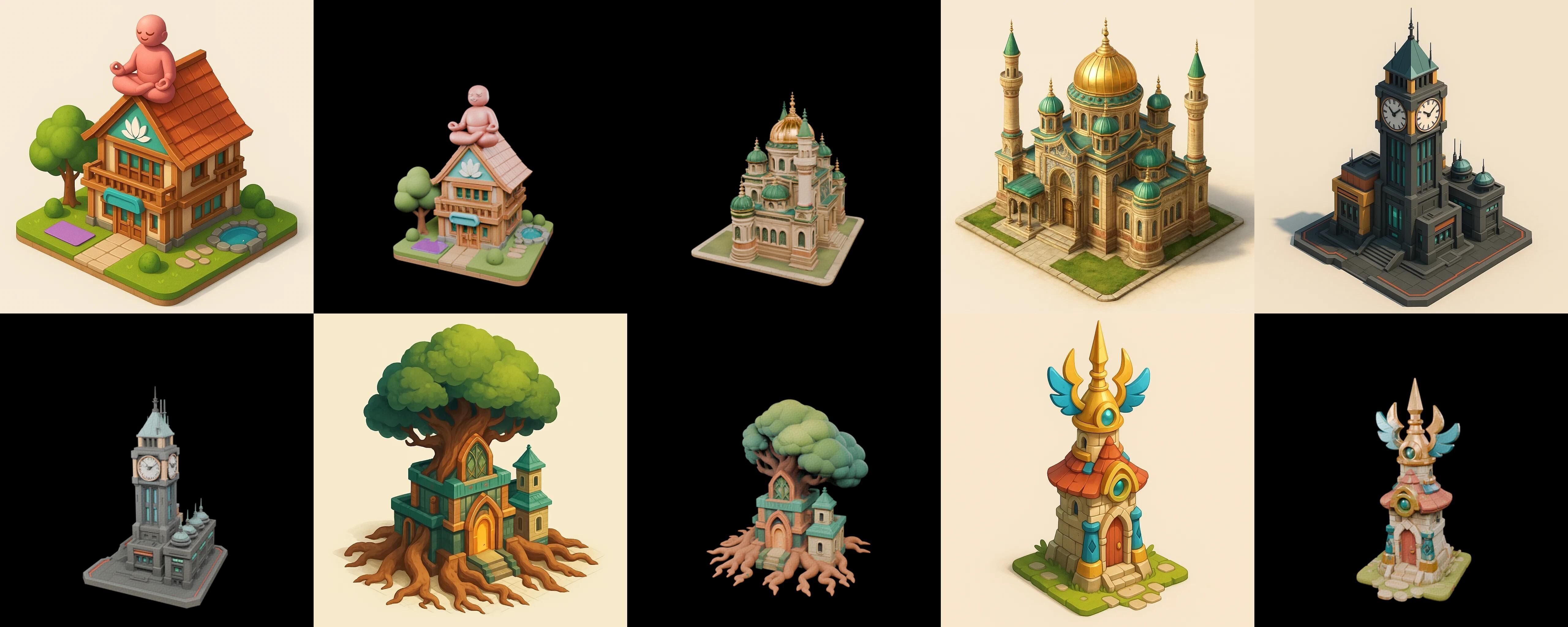 Building Of Empire bundle 3 pack 100 glb Low-poly 3D model_5
