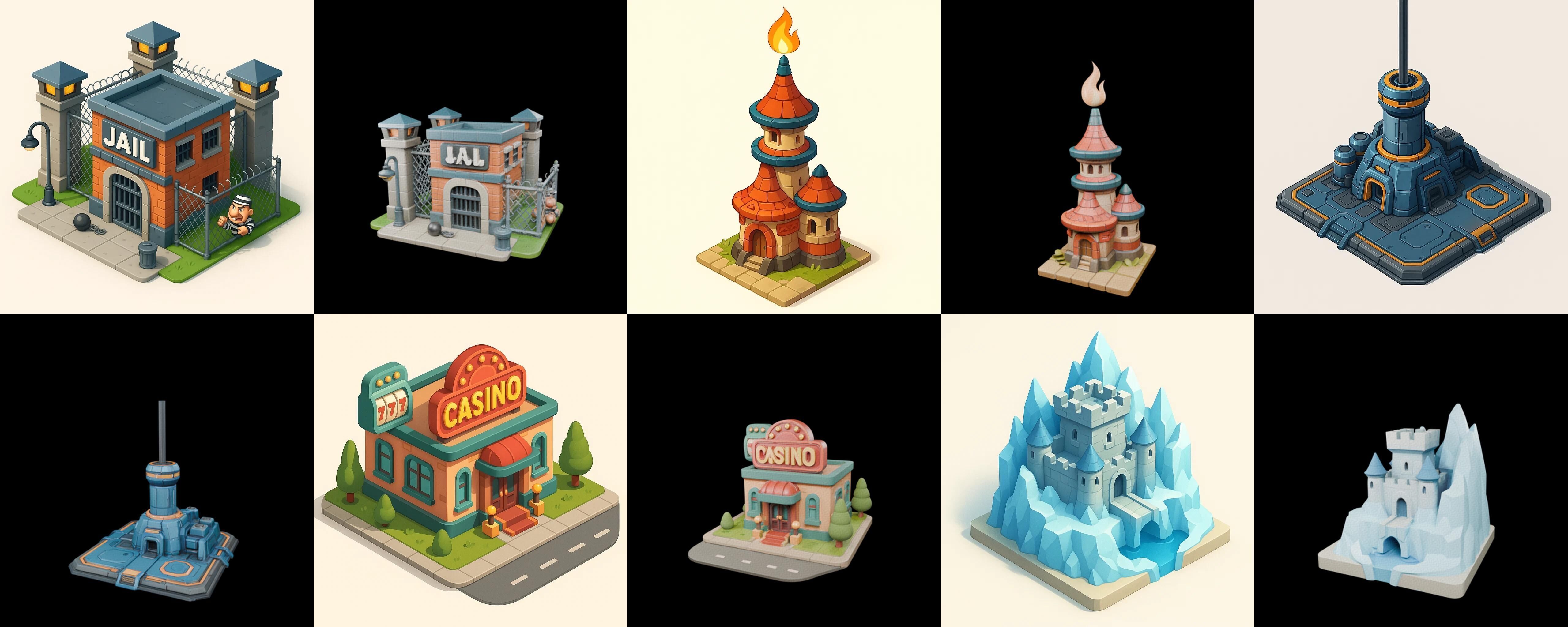 Building Of Empire bundle 3 pack 100 glb Low-poly 3D model_4