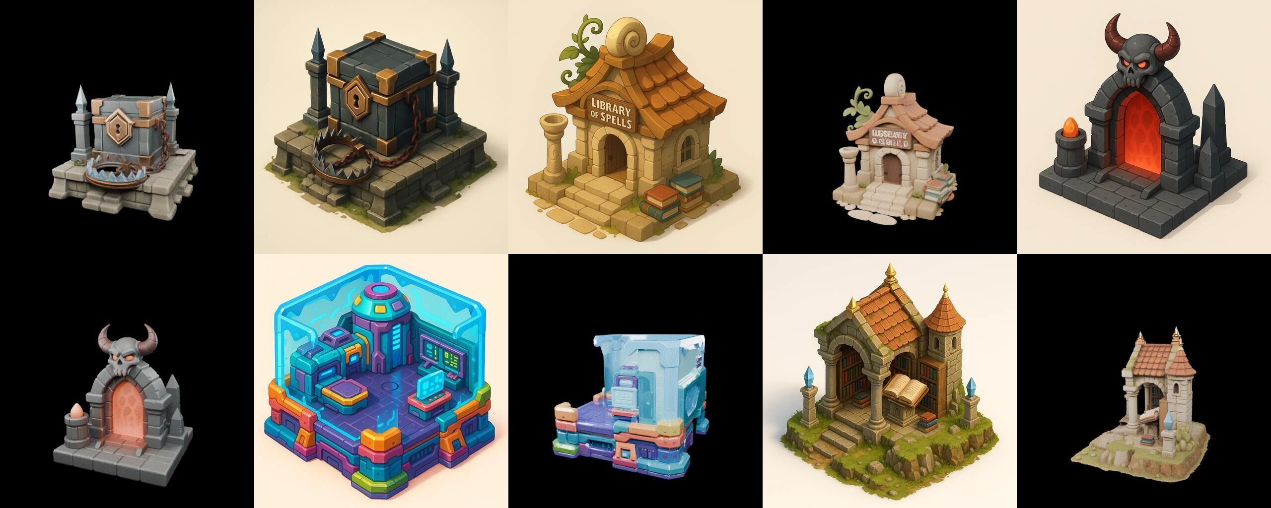 Building Of Empire bundle 3 pack 100 glb Low-poly 3D model_6