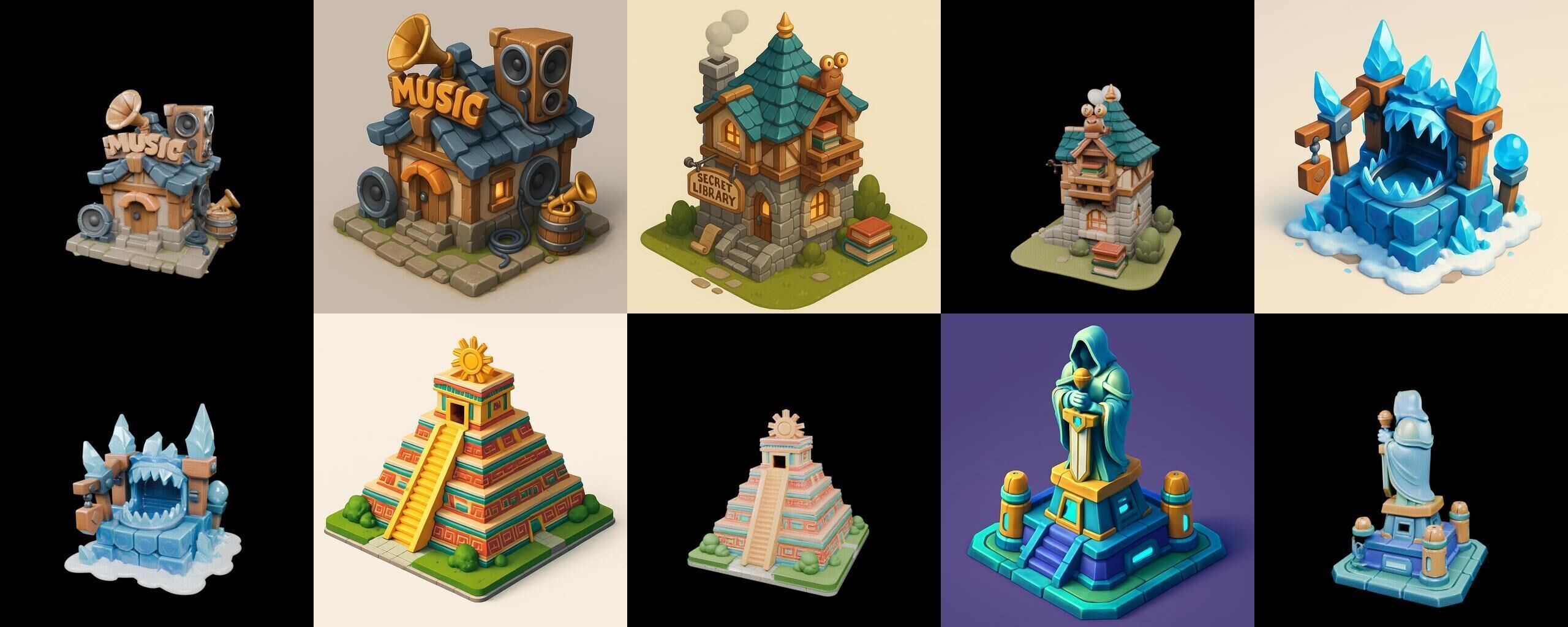 Building Of Empire bundle 3 pack 100 glb Low-poly 3D model_7
