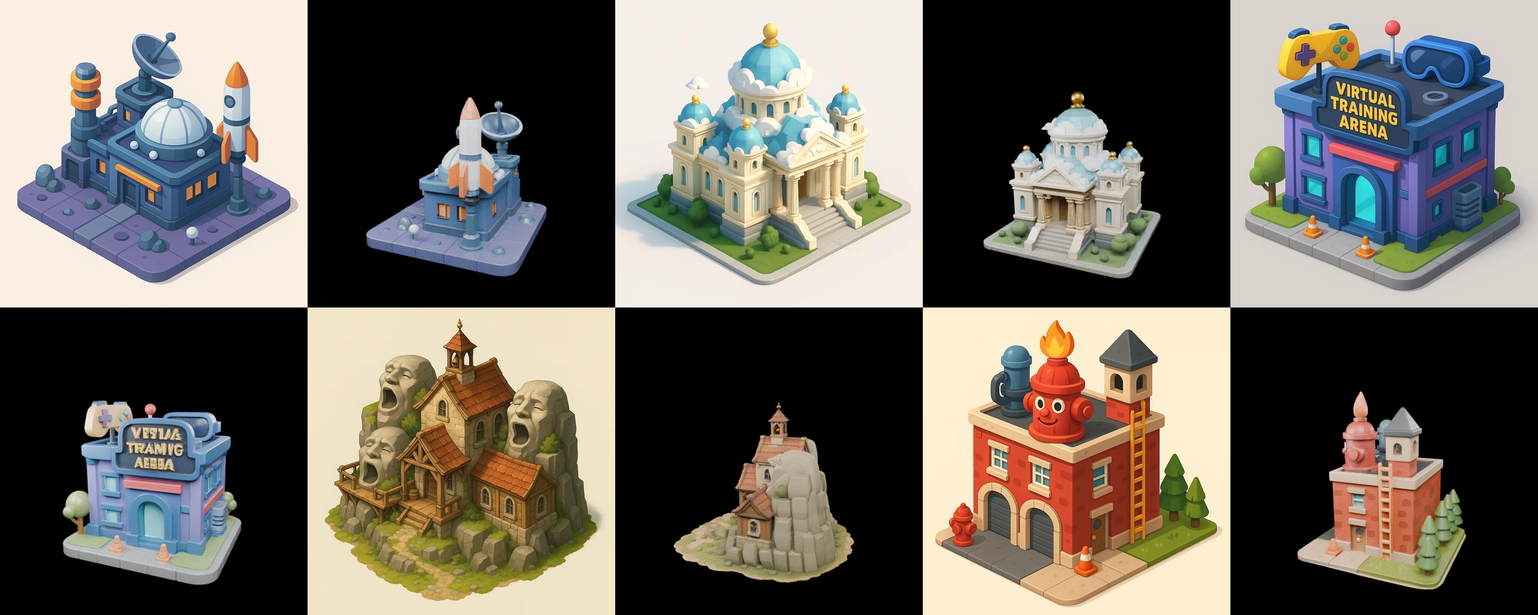 Building Of Empire bundle 3 pack 100 glb Low-poly 3D model_11
