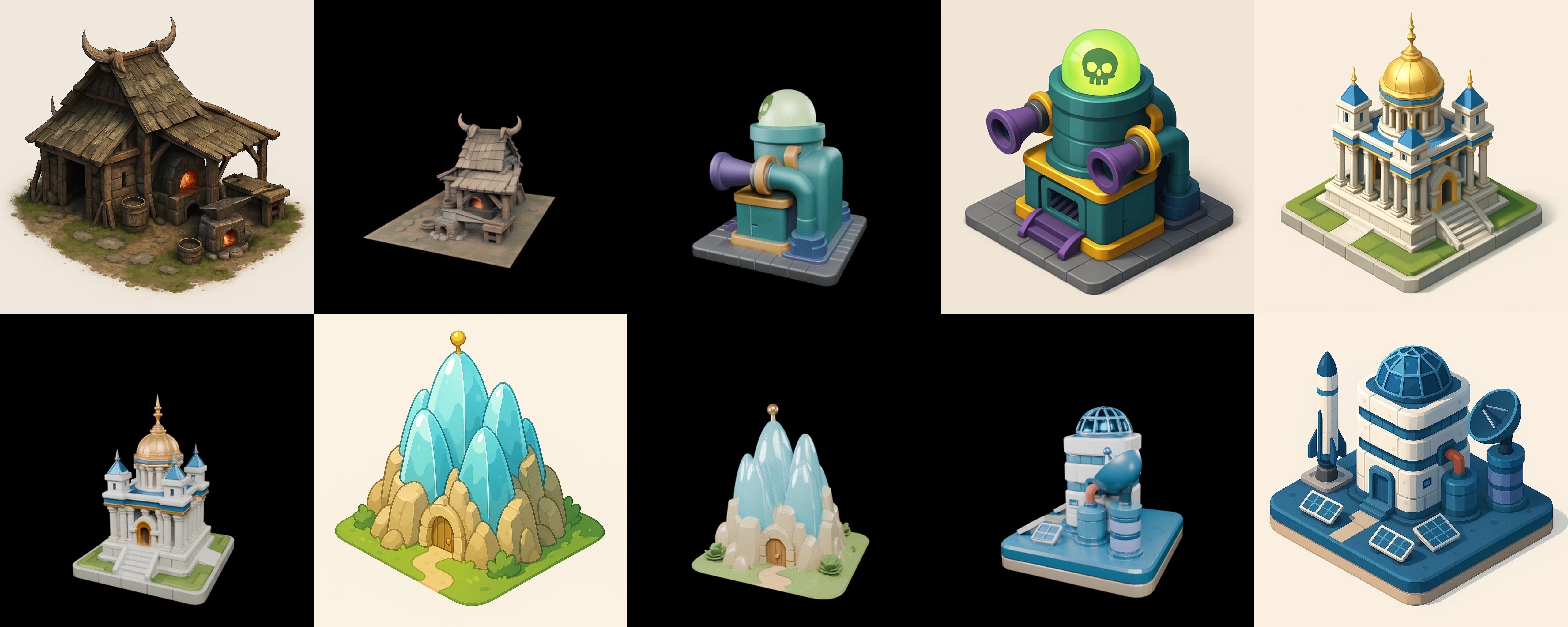 Building Of Empire bundle 3 pack 100 glb Low-poly 3D model_14
