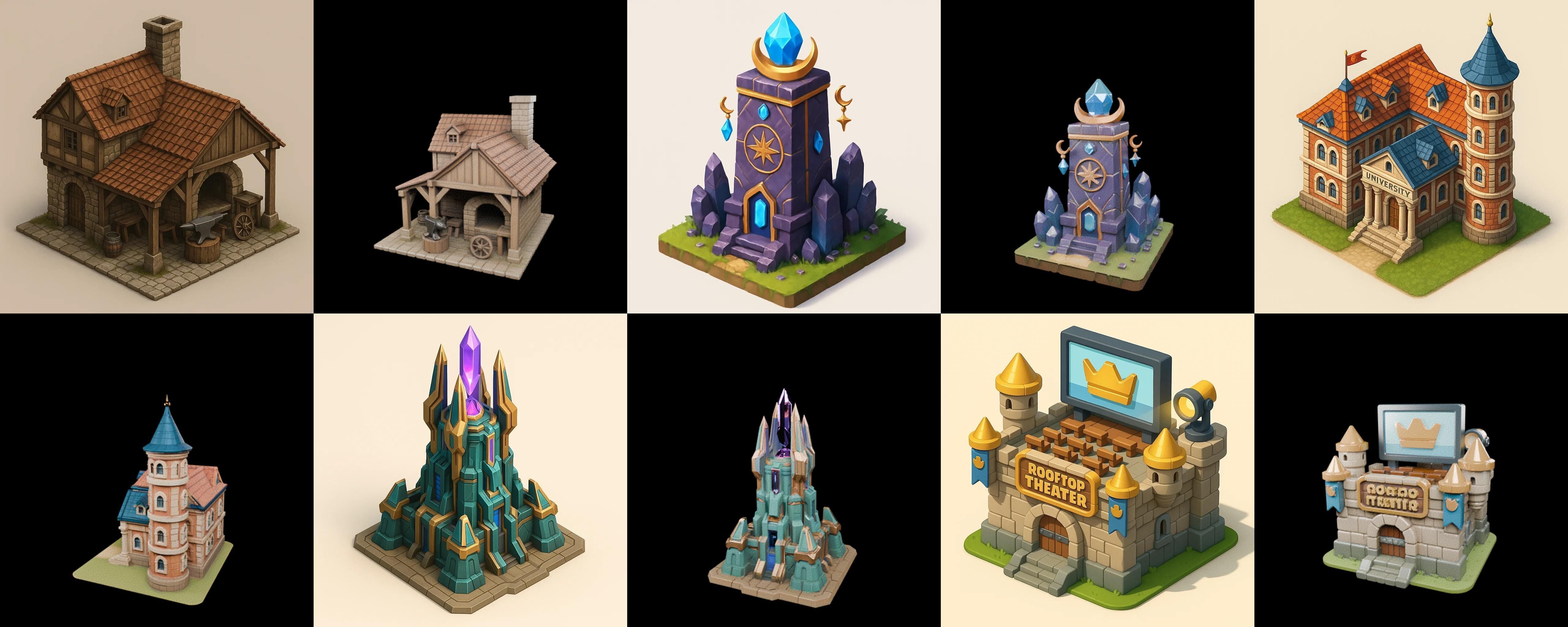 Building Of Empire bundle 3 pack 100 glb Low-poly 3D model_12