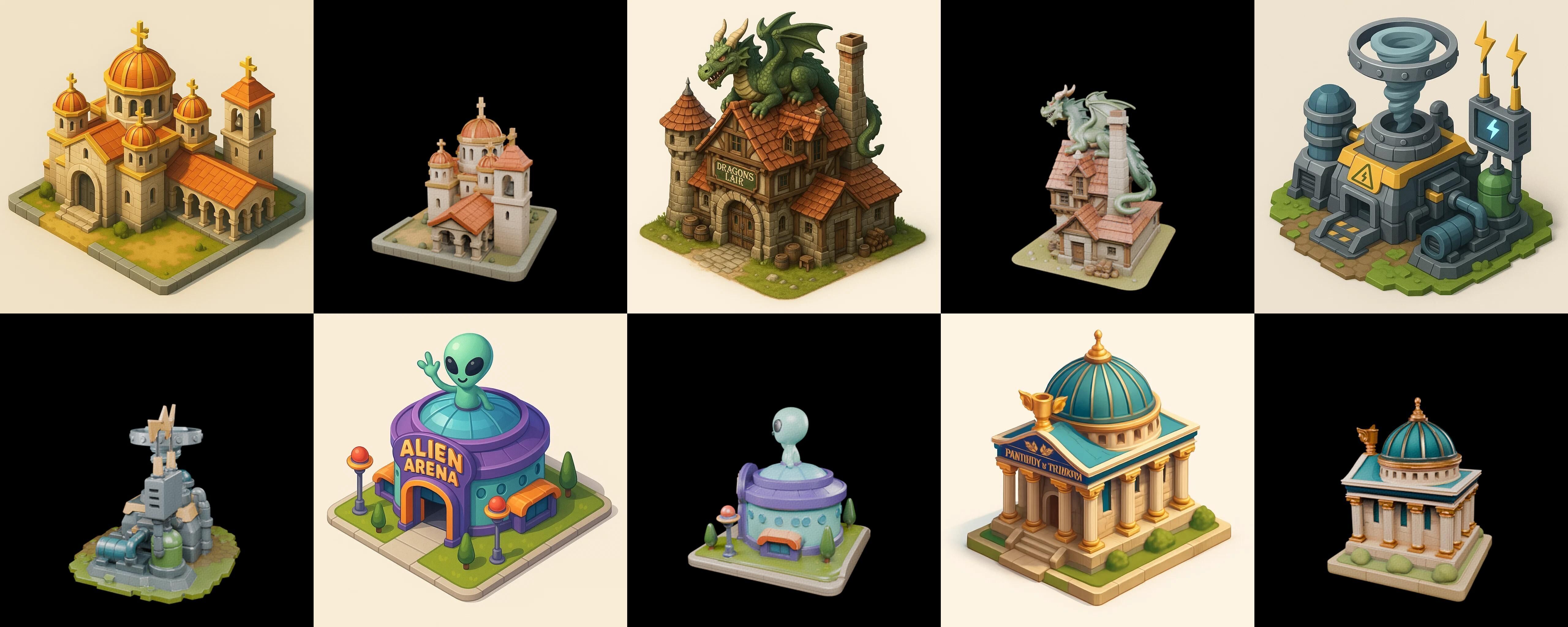 Building Of Empire bundle 3 pack 100 glb Low-poly 3D model_9