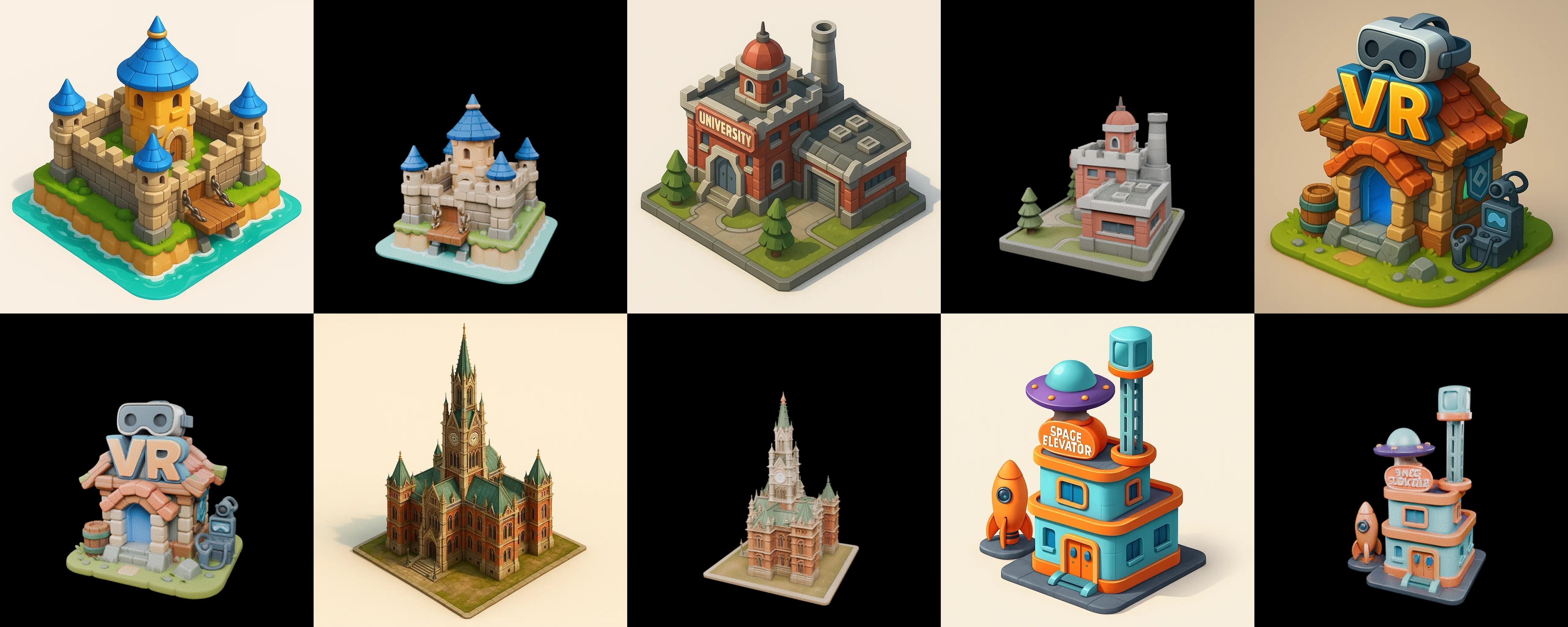 Building Of Empire bundle 3 pack 100 glb Low-poly 3D model_8