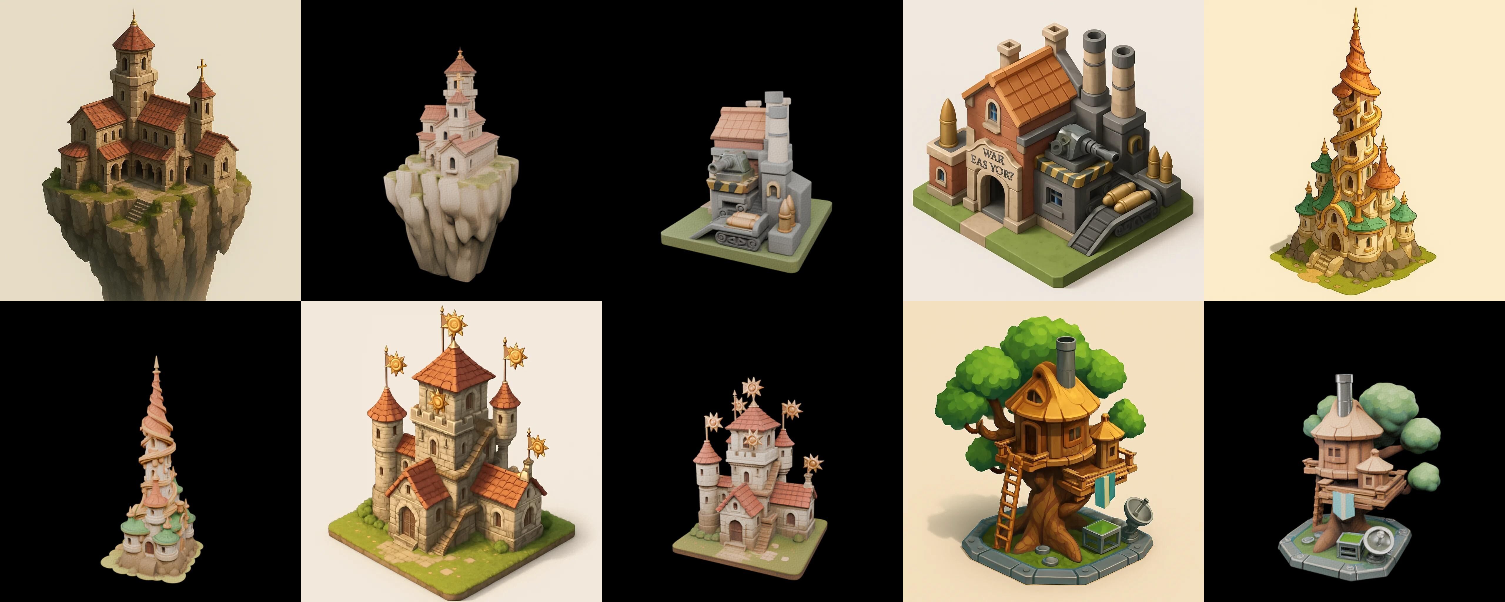 Building Of Empire bundle 3 pack 100 glb Low-poly 3D model_18