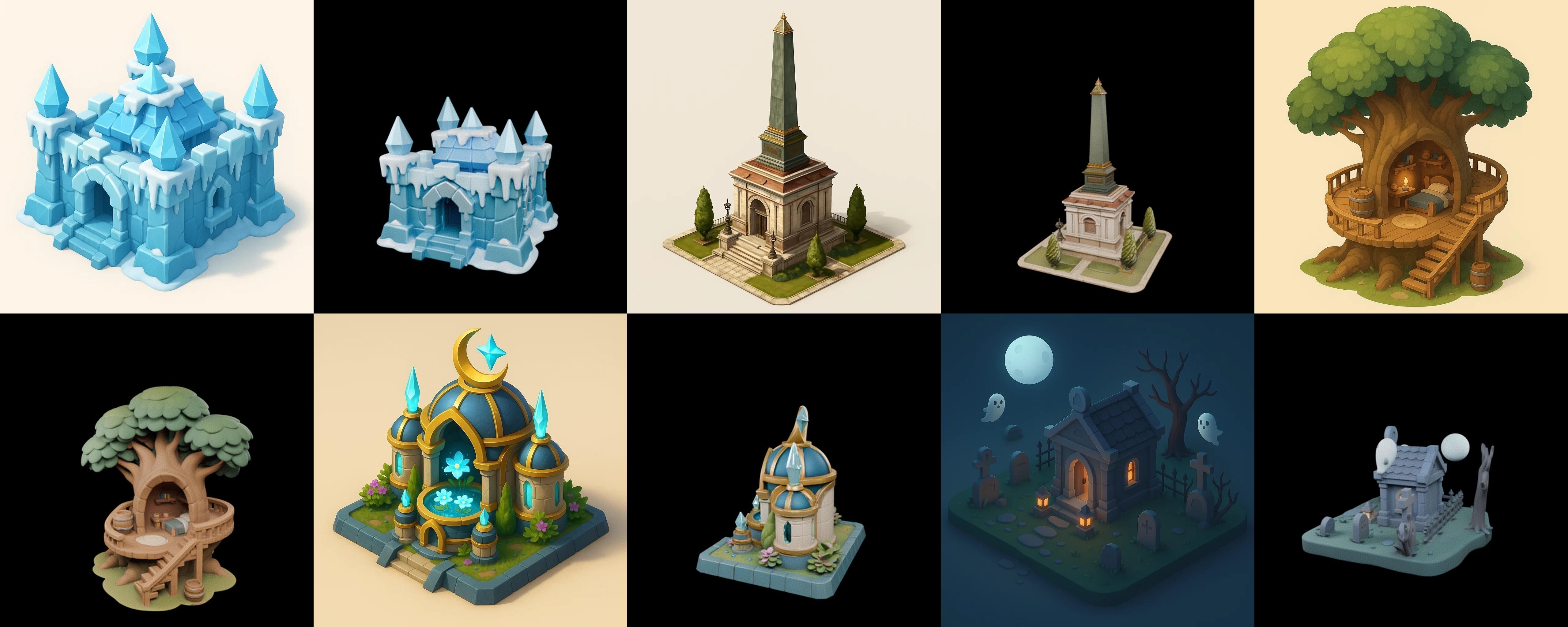 Building Of Empire bundle 3 pack 100 glb Low-poly 3D model_3