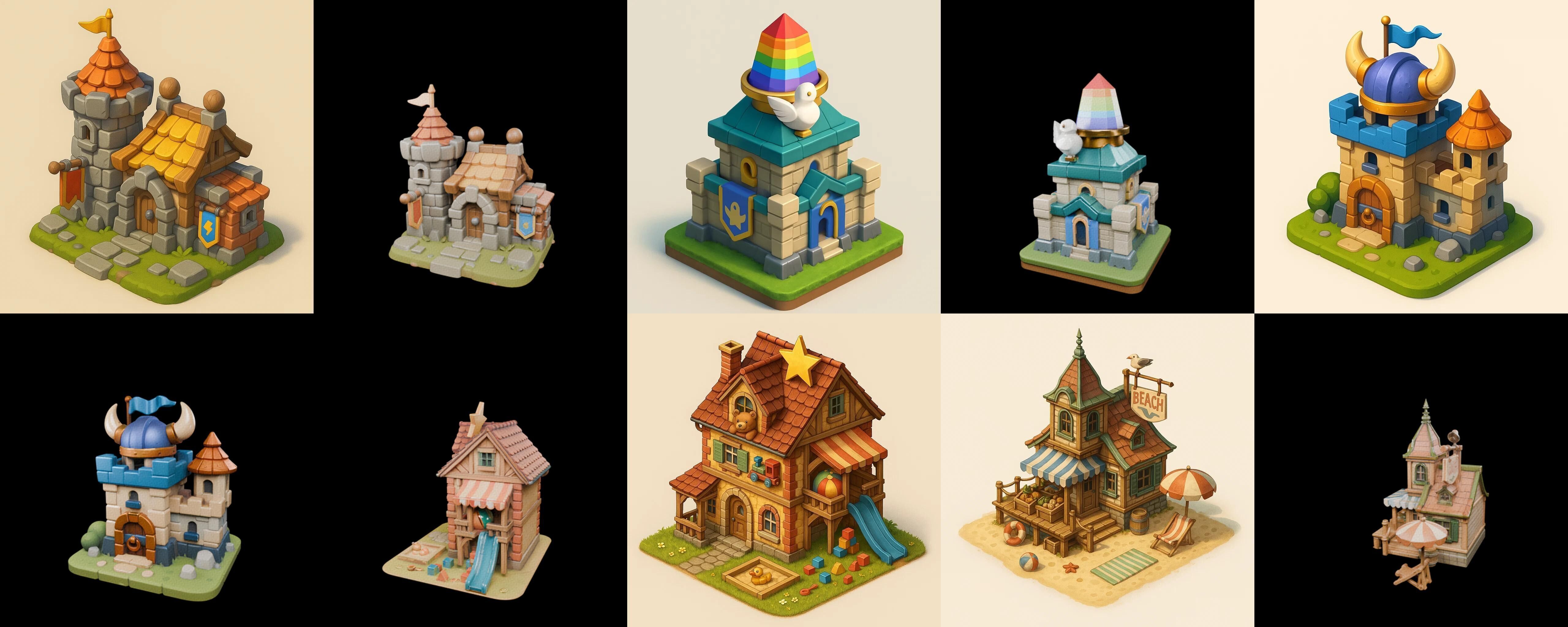 Building Of Empire bundle 3 pack 100 glb Low-poly 3D model_13