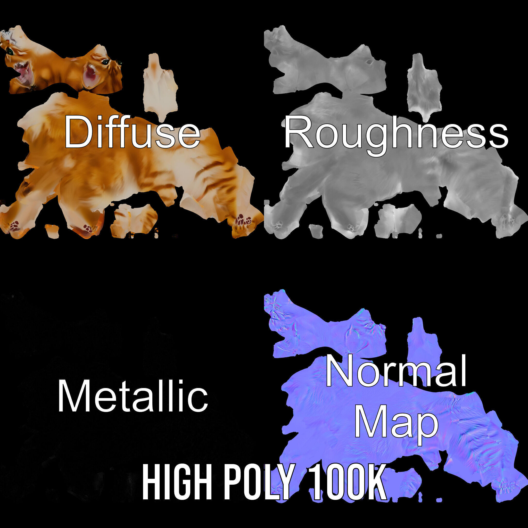 Stylized Cat Model Pack Low-poly 3D model_4