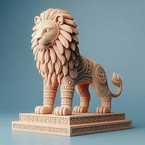 983 Laughing  Lion with Majestic Mane Full Color Totem  3D print model