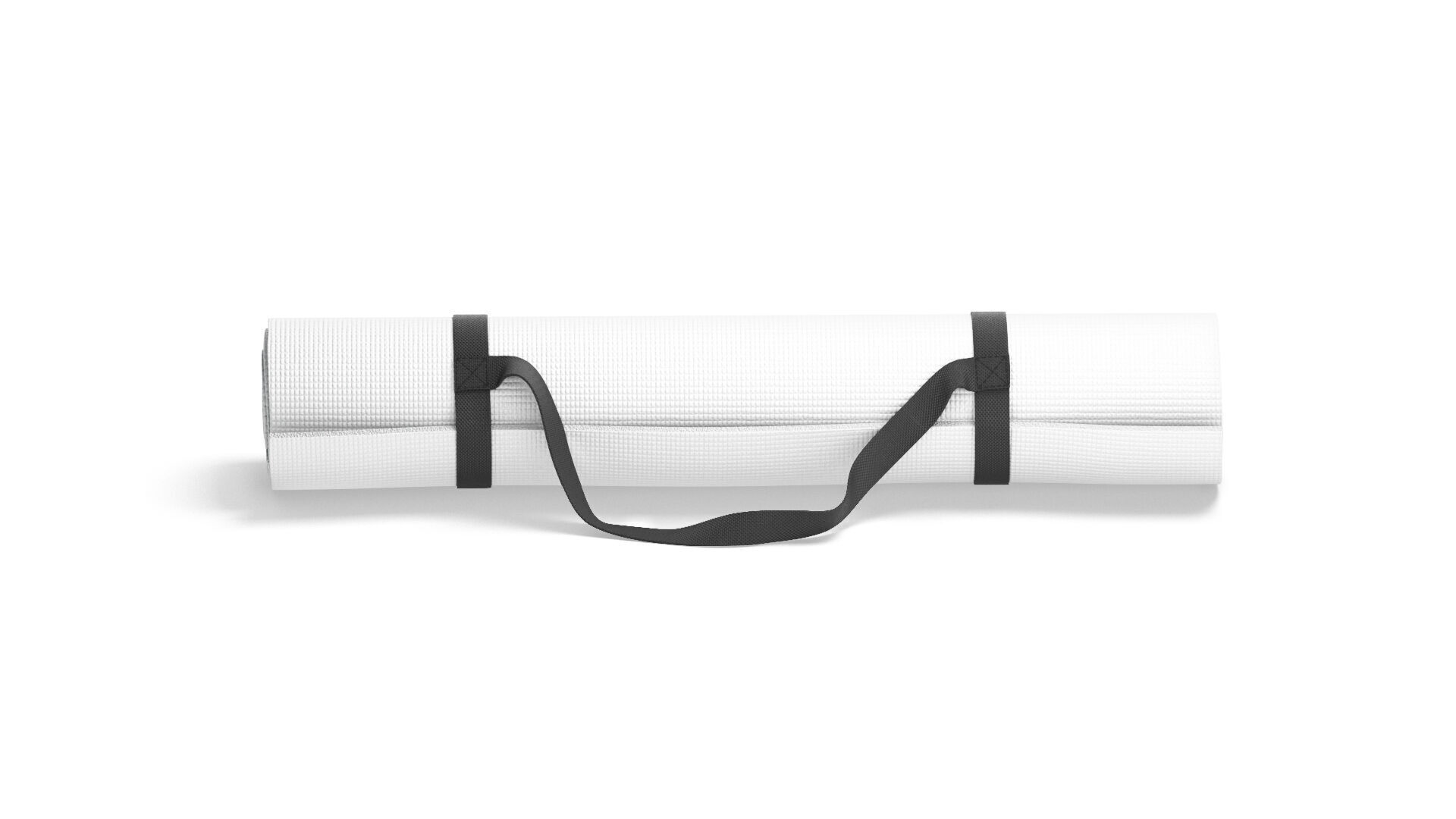 White Rolled 2 Yoga Mat - stand carpet set with handle strap 3D model_4