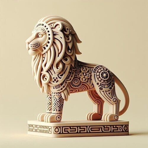 984 Laughing Lion with Majestic Mane  Full Color Totem 3D print model