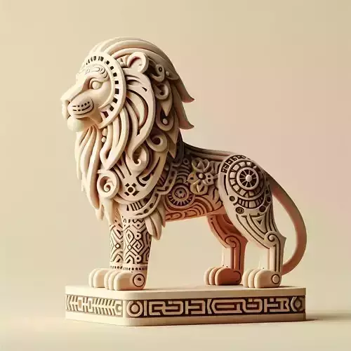 984 Laughing Lion with Majestic Mane  Full Color Totem