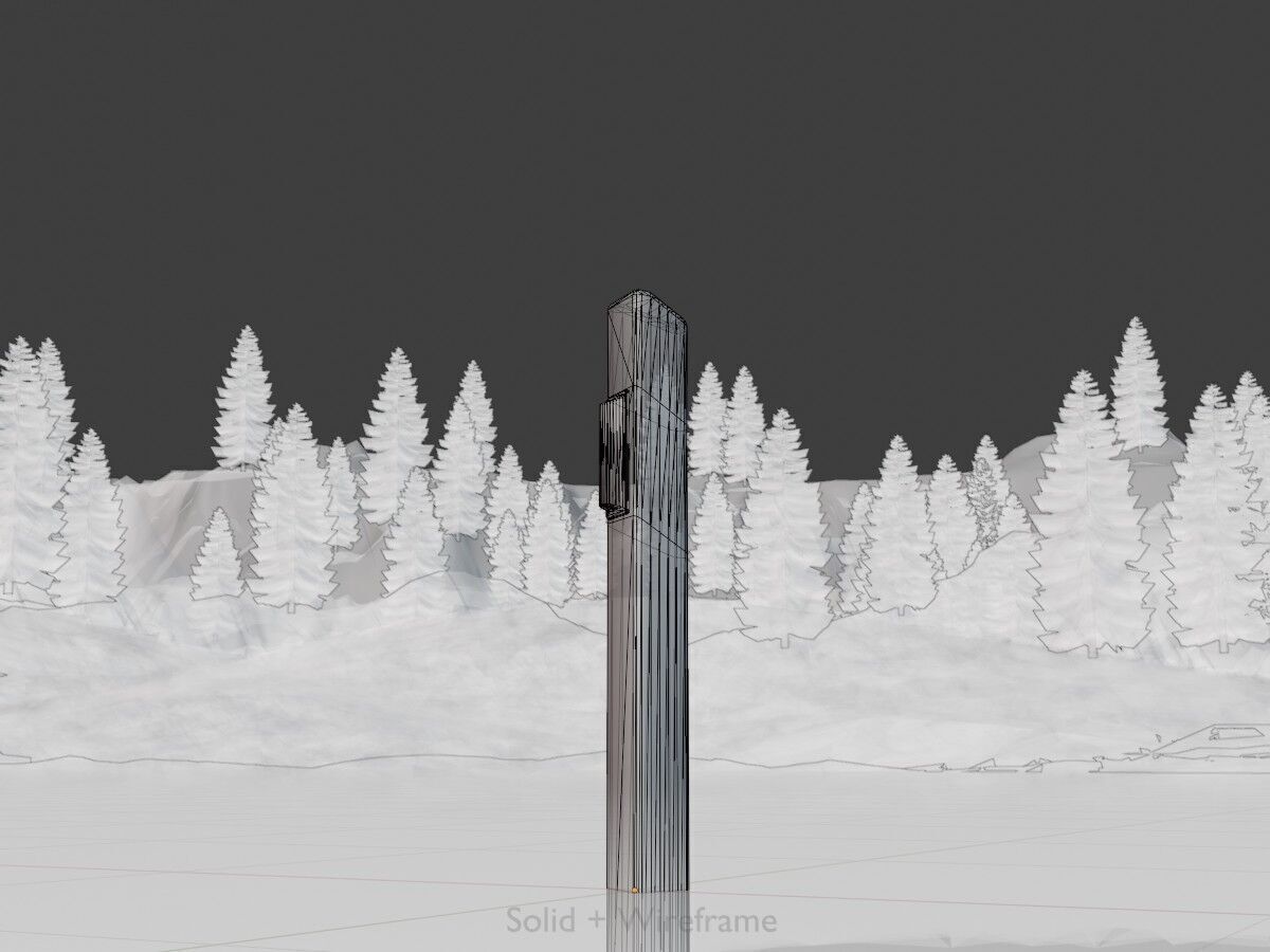 Delineator with wildlife warning reflector white R Low-poly 3D model_9