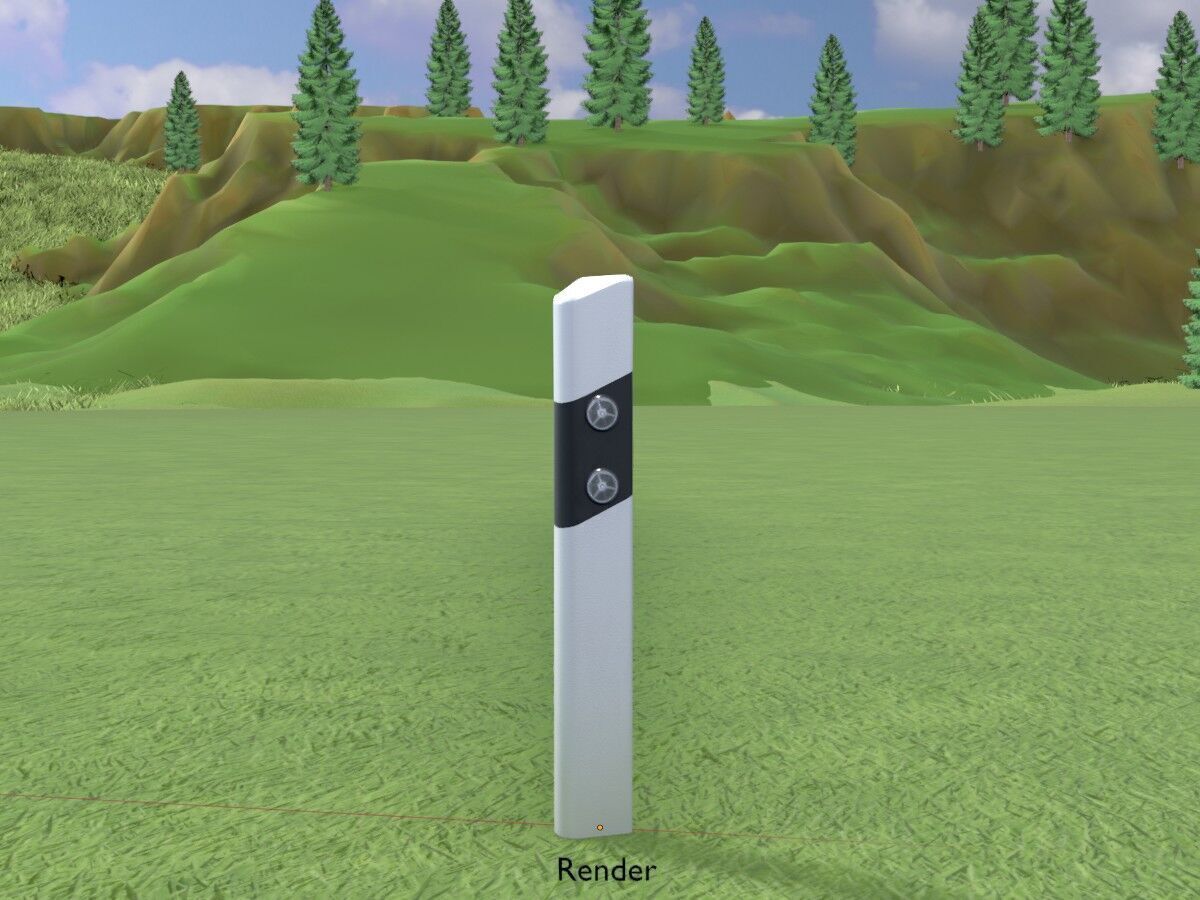 Delineator with wildlife warning reflector white R Low-poly 3D model_15