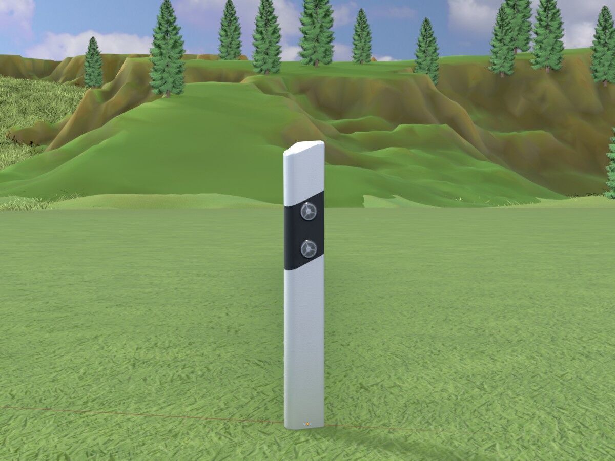Delineator with wildlife warning reflector white R Low-poly 3D model_3