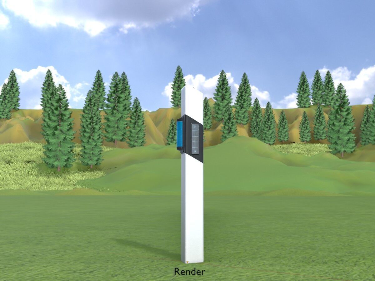 Delineator with wildlife warning reflector white R Low-poly 3D model_13