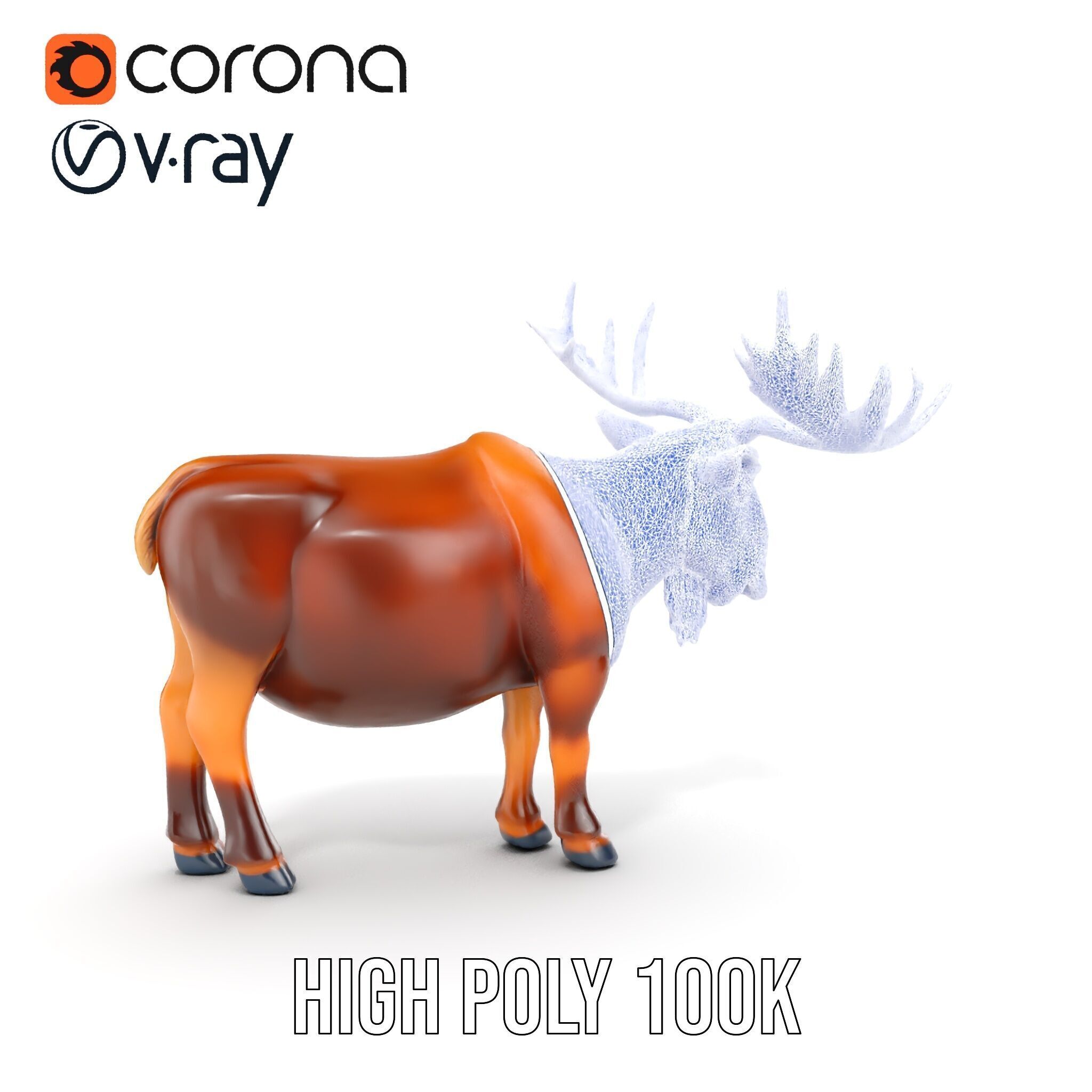 Realistic Moose Model Pack for Various Applications Low-poly 3D model_22