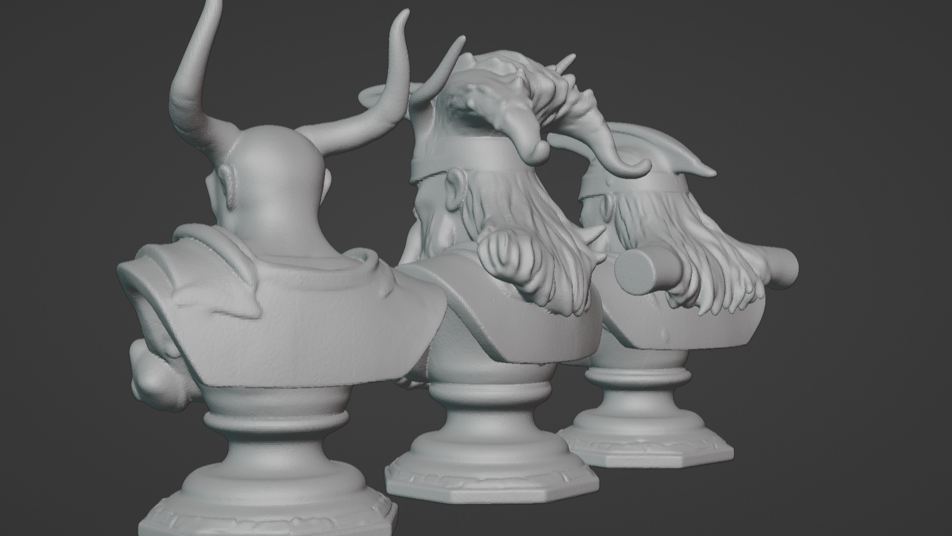 3-in-1 Stylized Mythical Warrior Bust Set Norse Samurai Spartan 3D print model_8