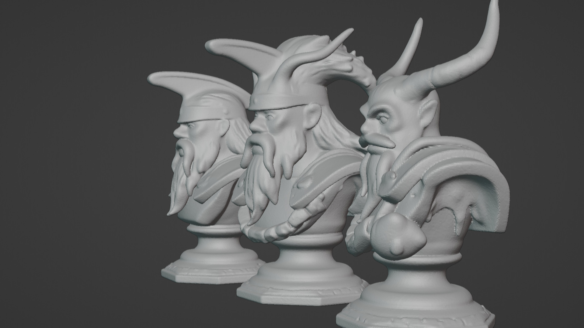 3-in-1 Stylized Mythical Warrior Bust Set Norse Samurai Spartan 3D print model_20