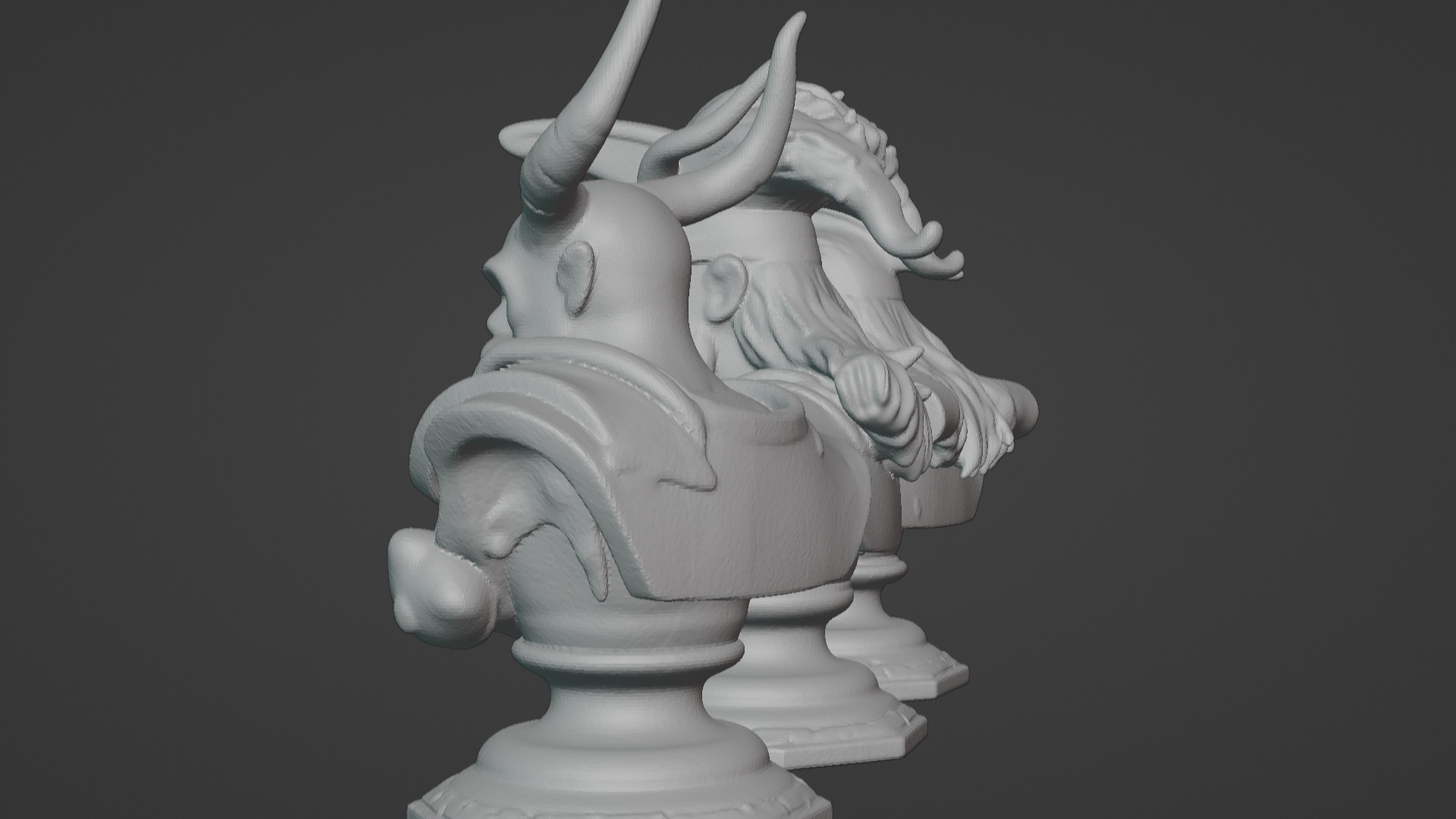 3-in-1 Stylized Mythical Warrior Bust Set Norse Samurai Spartan 3D print model_9