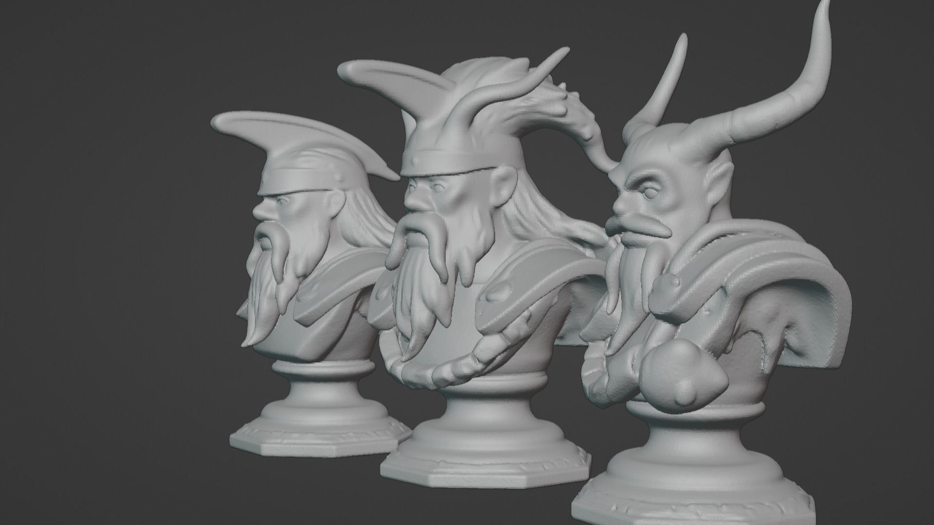 3-in-1 Stylized Mythical Warrior Bust Set Norse Samurai Spartan 3D print model_21