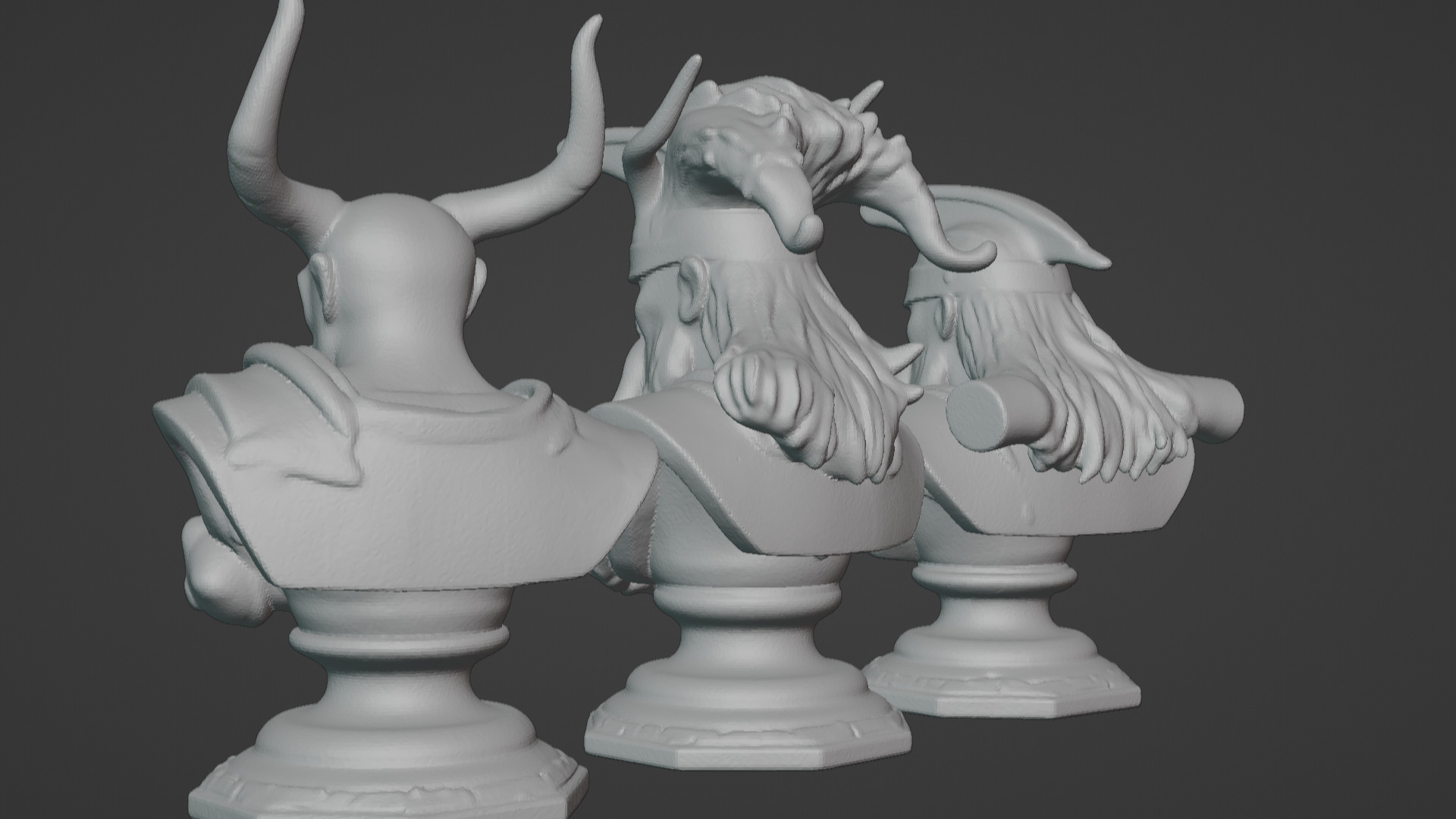 3-in-1 Stylized Mythical Warrior Bust Set Norse Samurai Spartan 3D print model_13