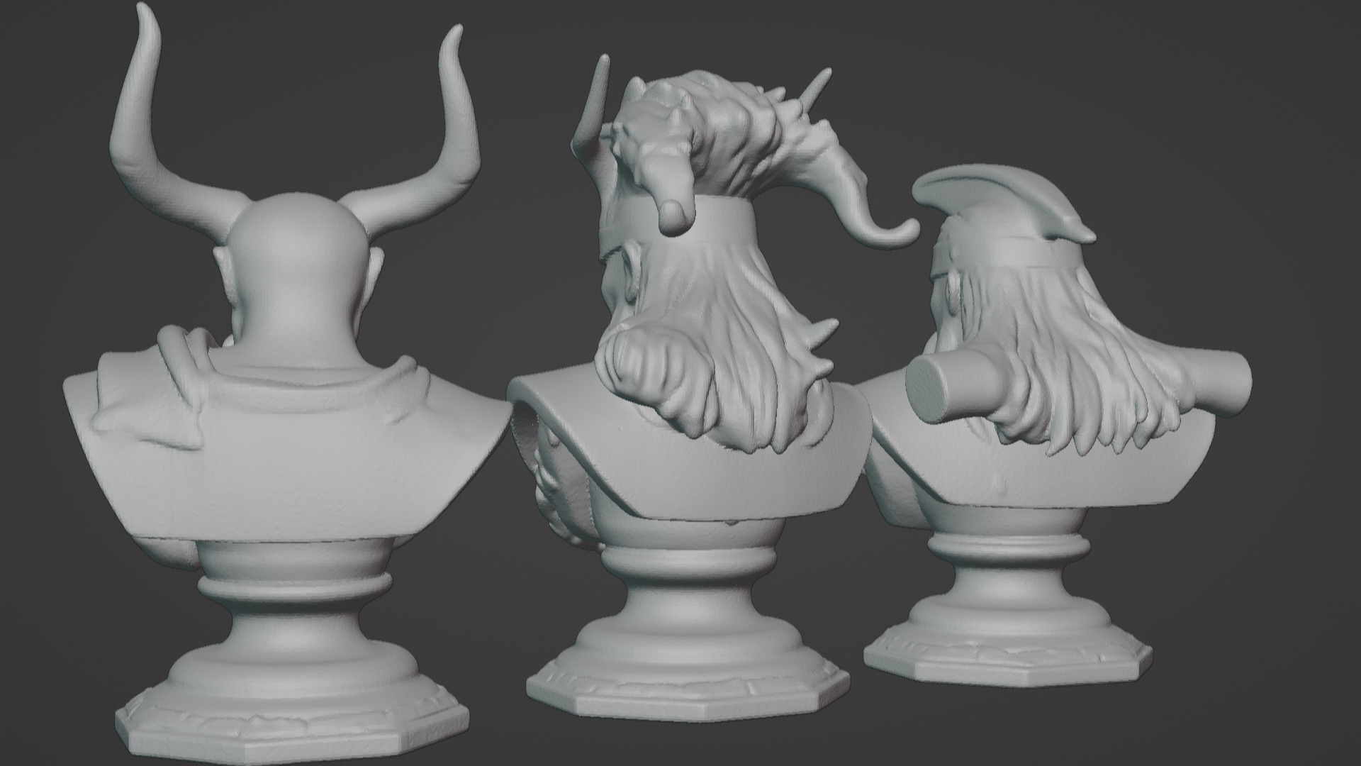 3-in-1 Stylized Mythical Warrior Bust Set Norse Samurai Spartan 3D print model_6