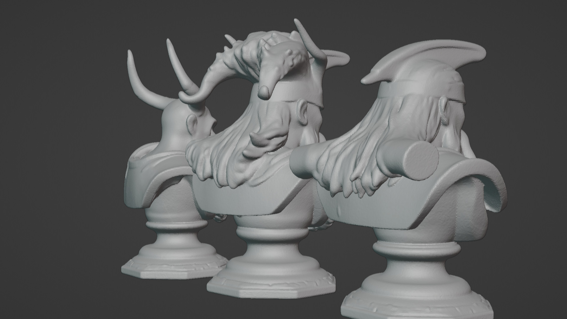 3-in-1 Stylized Mythical Warrior Bust Set Norse Samurai Spartan 3D print model_5