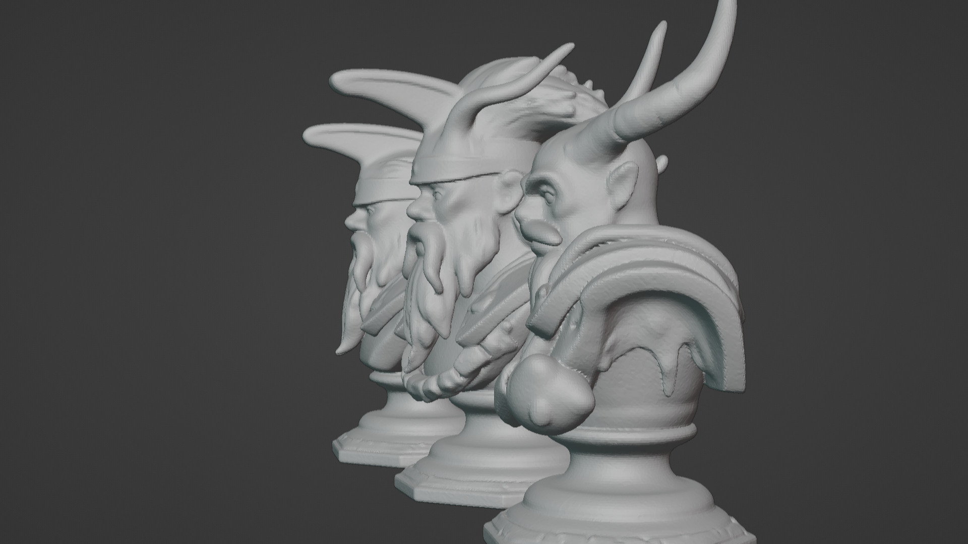 3-in-1 Stylized Mythical Warrior Bust Set Norse Samurai Spartan 3D print model_12