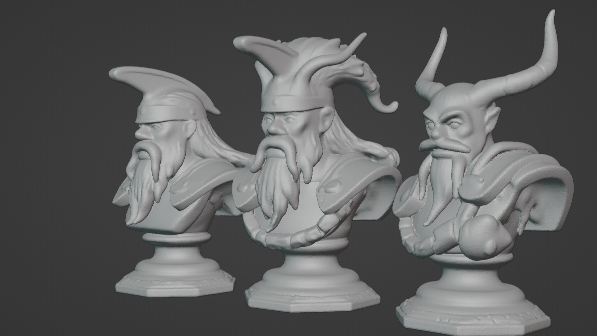 3-in-1 Stylized Mythical Warrior Bust Set Norse Samurai Spartan 3D print model_18