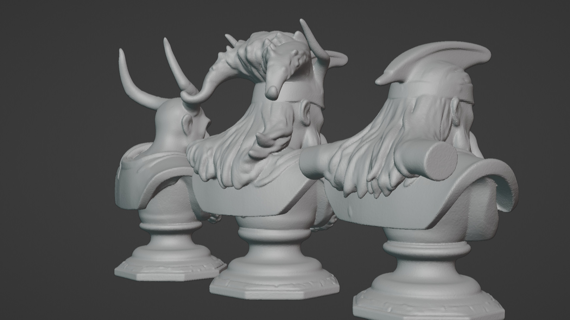 3-in-1 Stylized Mythical Warrior Bust Set Norse Samurai Spartan 3D print model_7