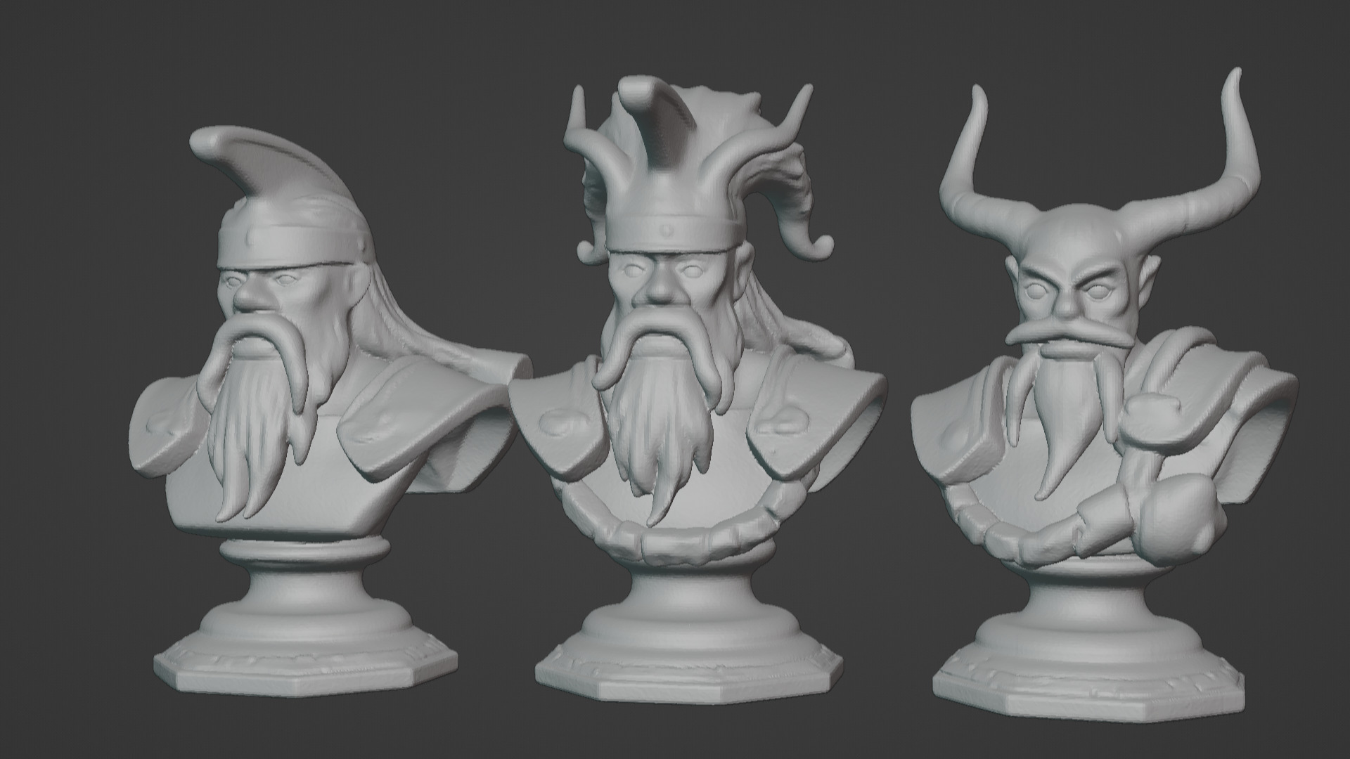 3-in-1 Stylized Mythical Warrior Bust Set Norse Samurai Spartan 3D print model_19