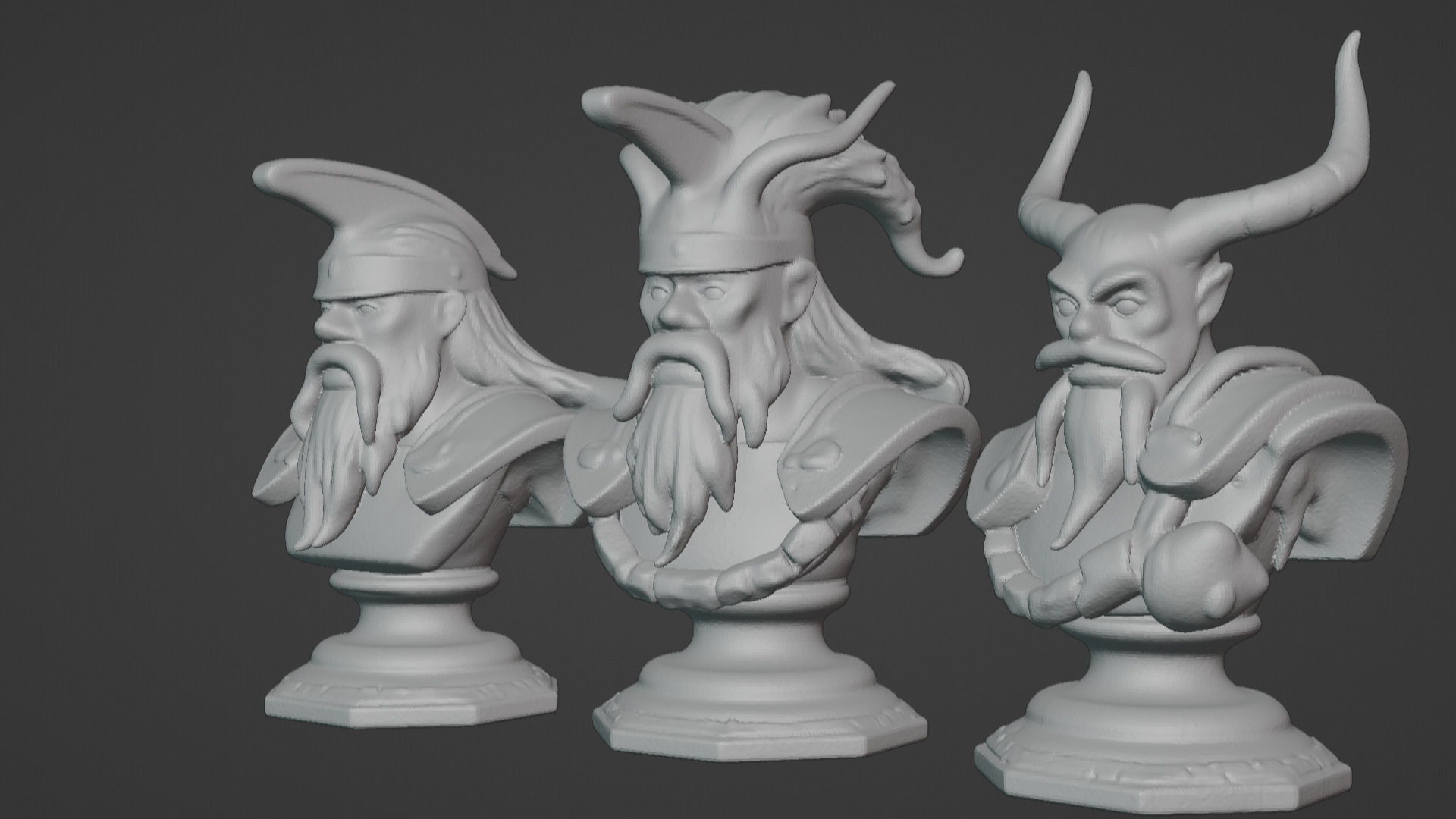 3-in-1 Stylized Mythical Warrior Bust Set Norse Samurai Spartan 3D print model_24