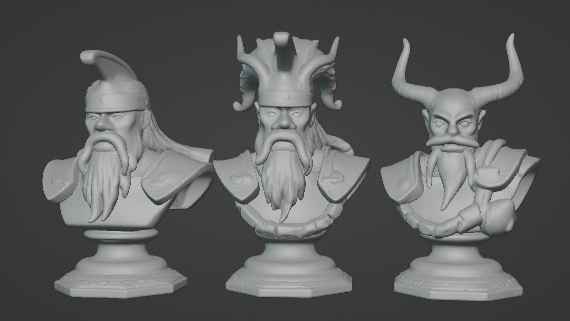 3-in-1 Stylized Mythical Warrior Bust Set Norse Samurai Spartan 3D print model_22